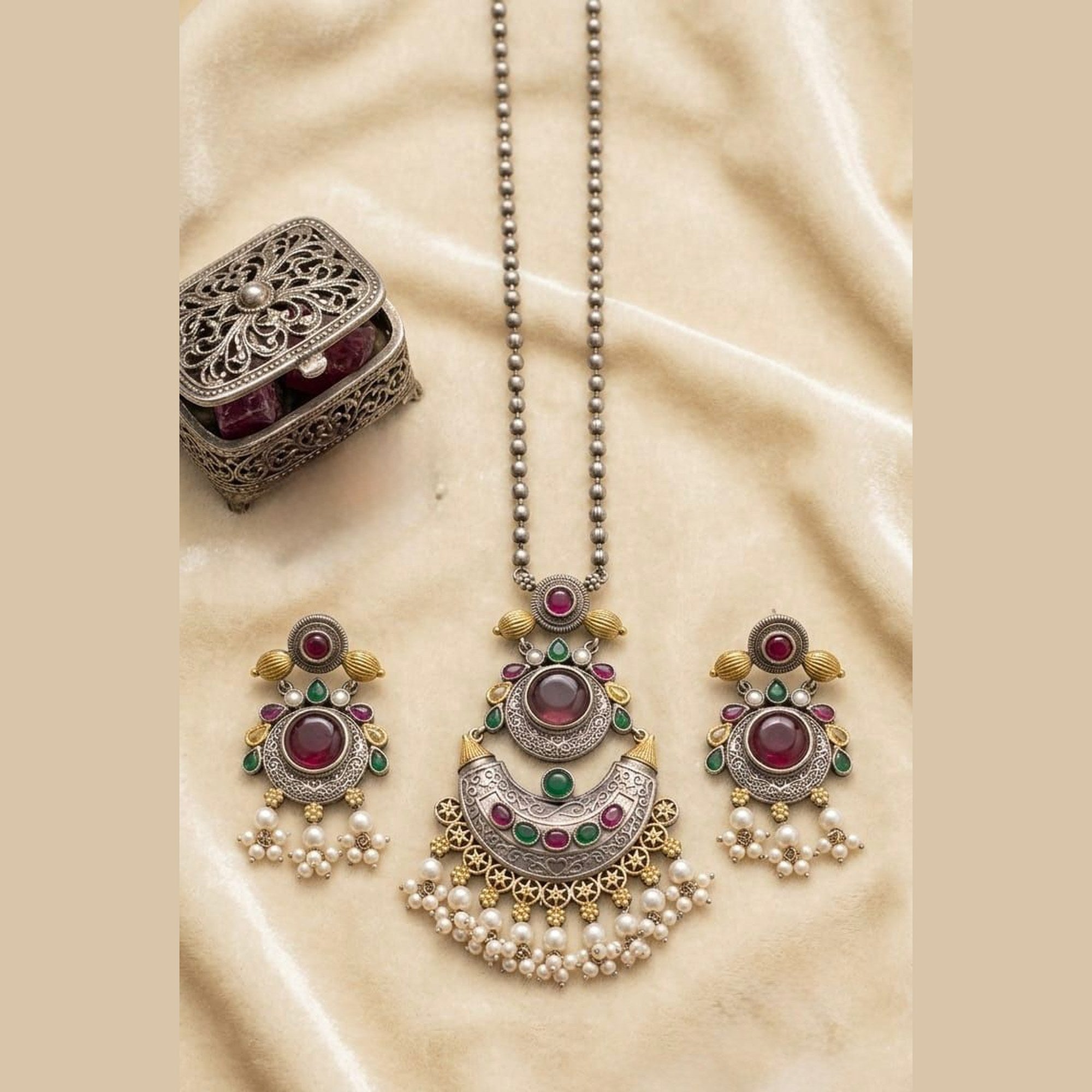 Chandrika Stone Pendant Necklace Set