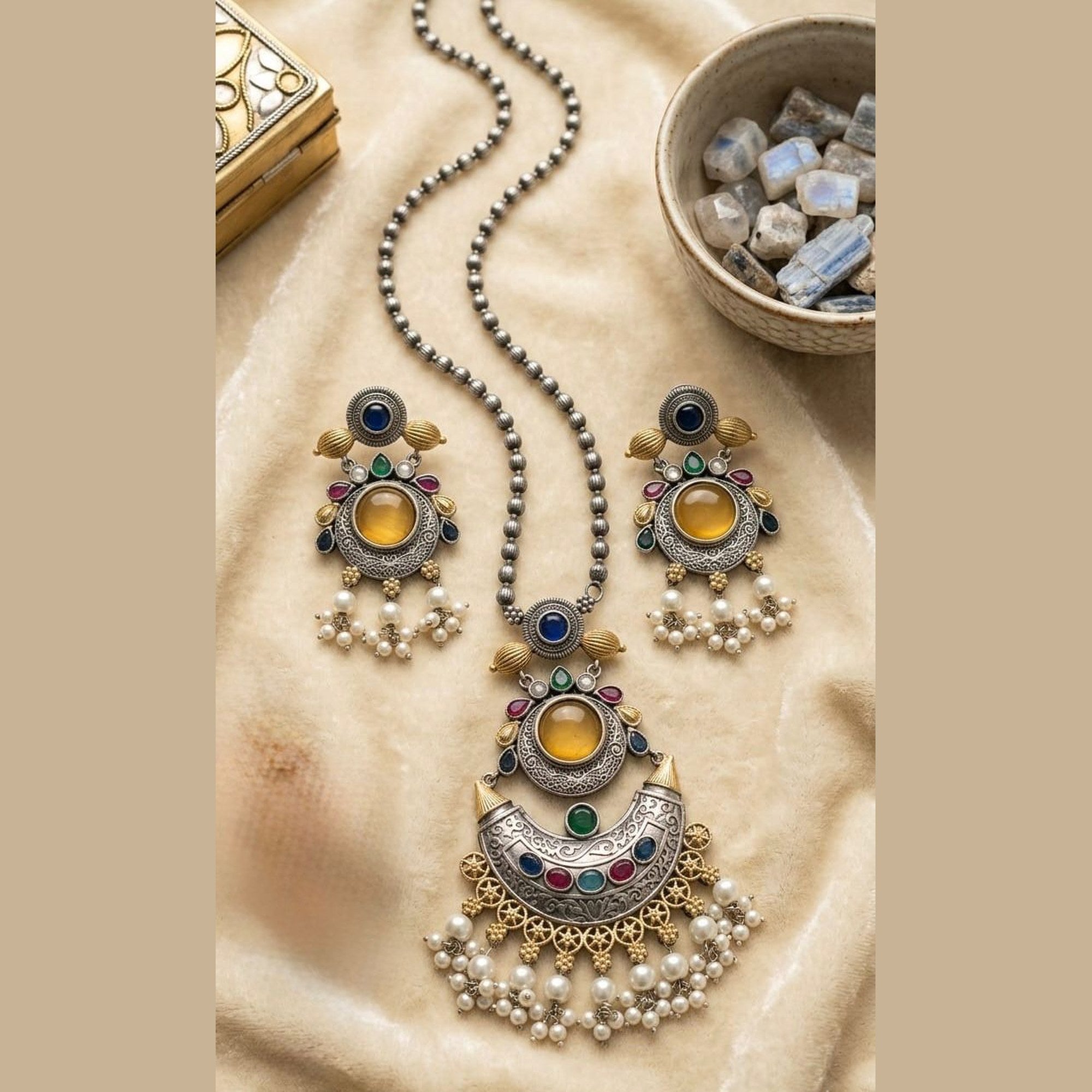 Chandrika Stone Pendant Necklace Set