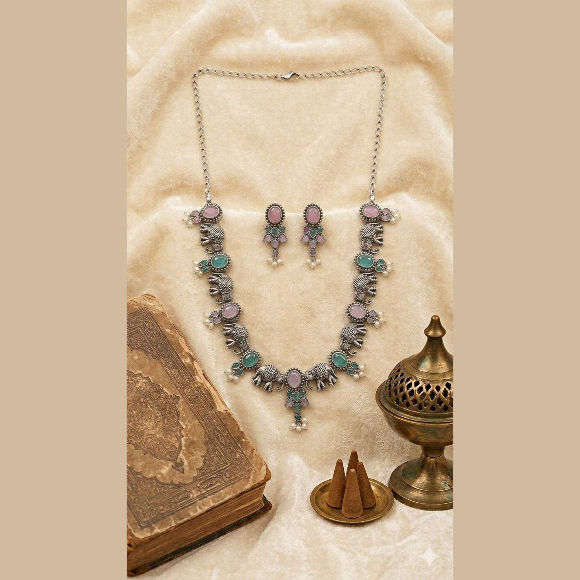 Satrangi Stone Garland Necklace Set