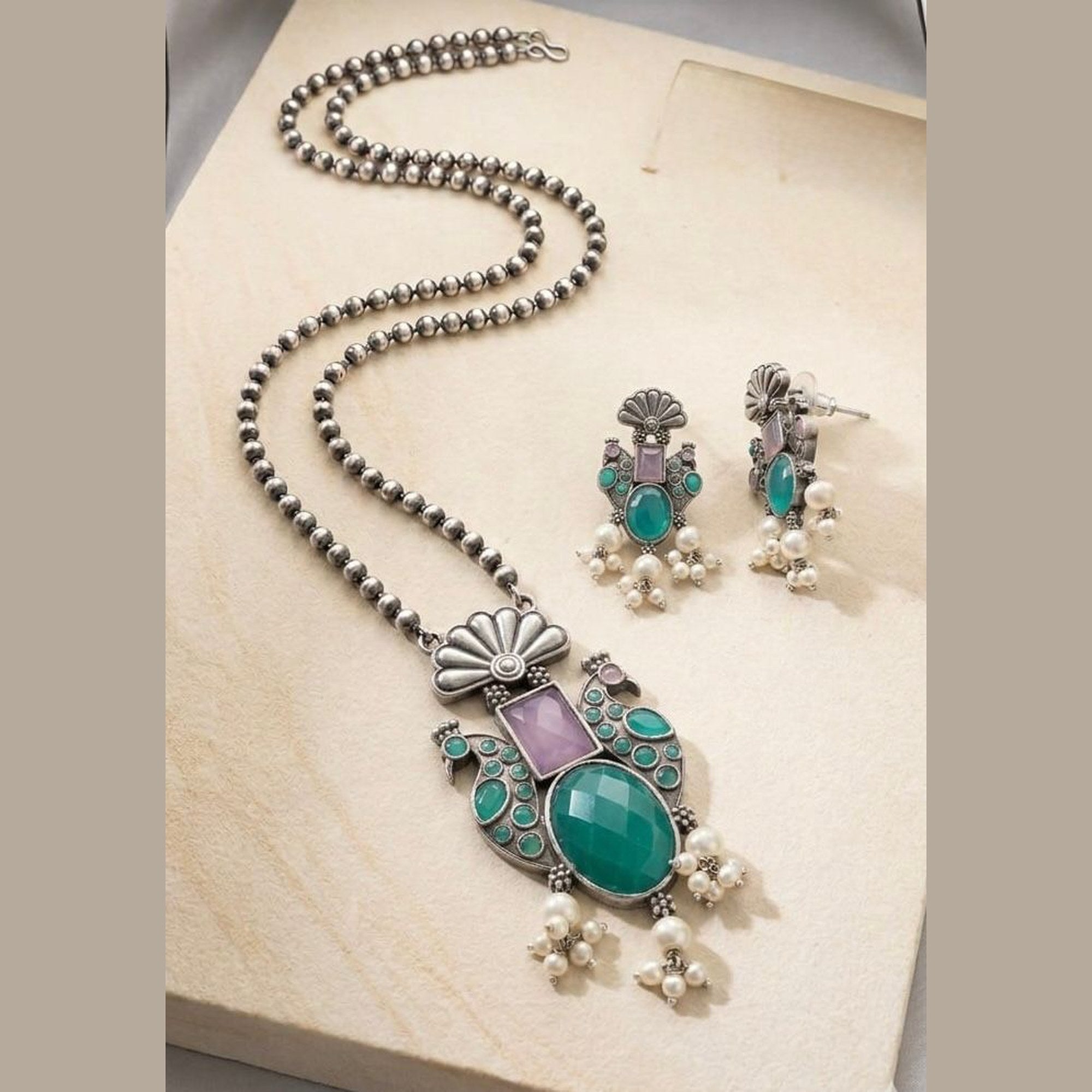 Mayura Artisan Stone Pendant Set