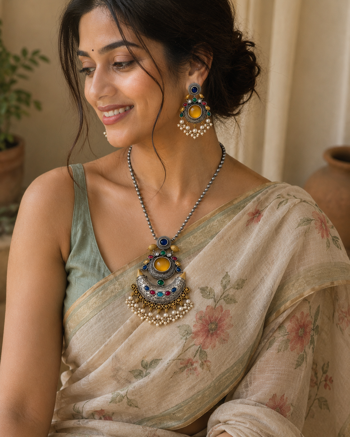 Chandrika Stone Pendant Necklace Set