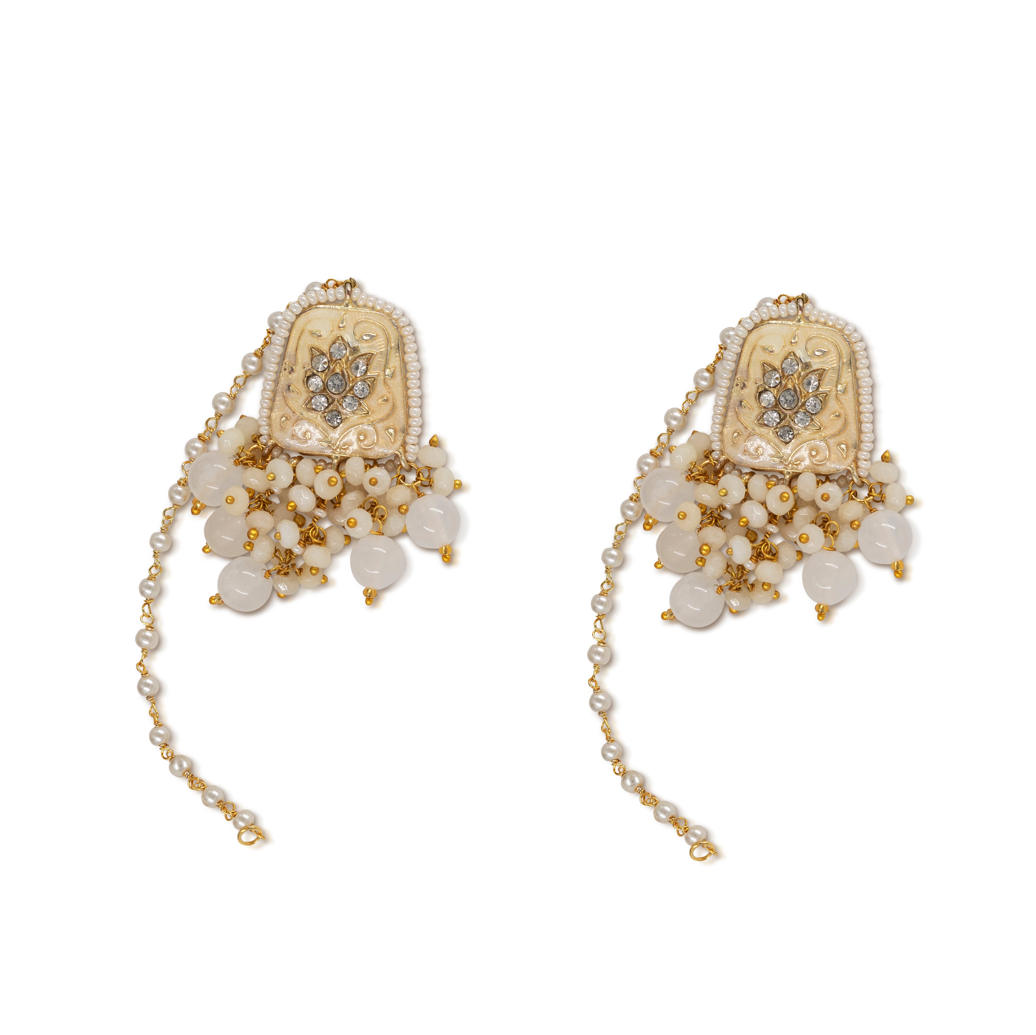 Meenakari Pearl Drop Earrings