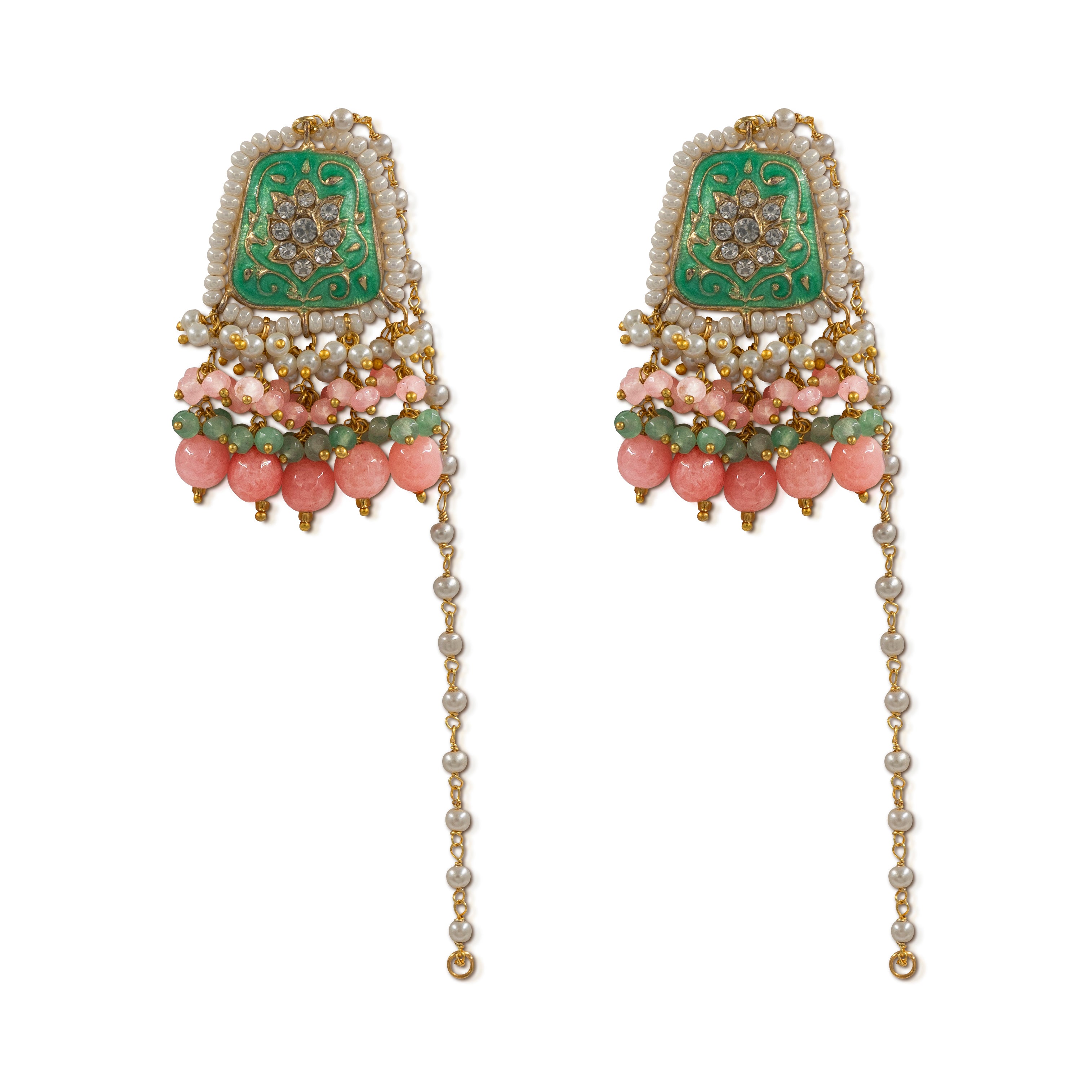 Meenakari Pearl Drop Earrings