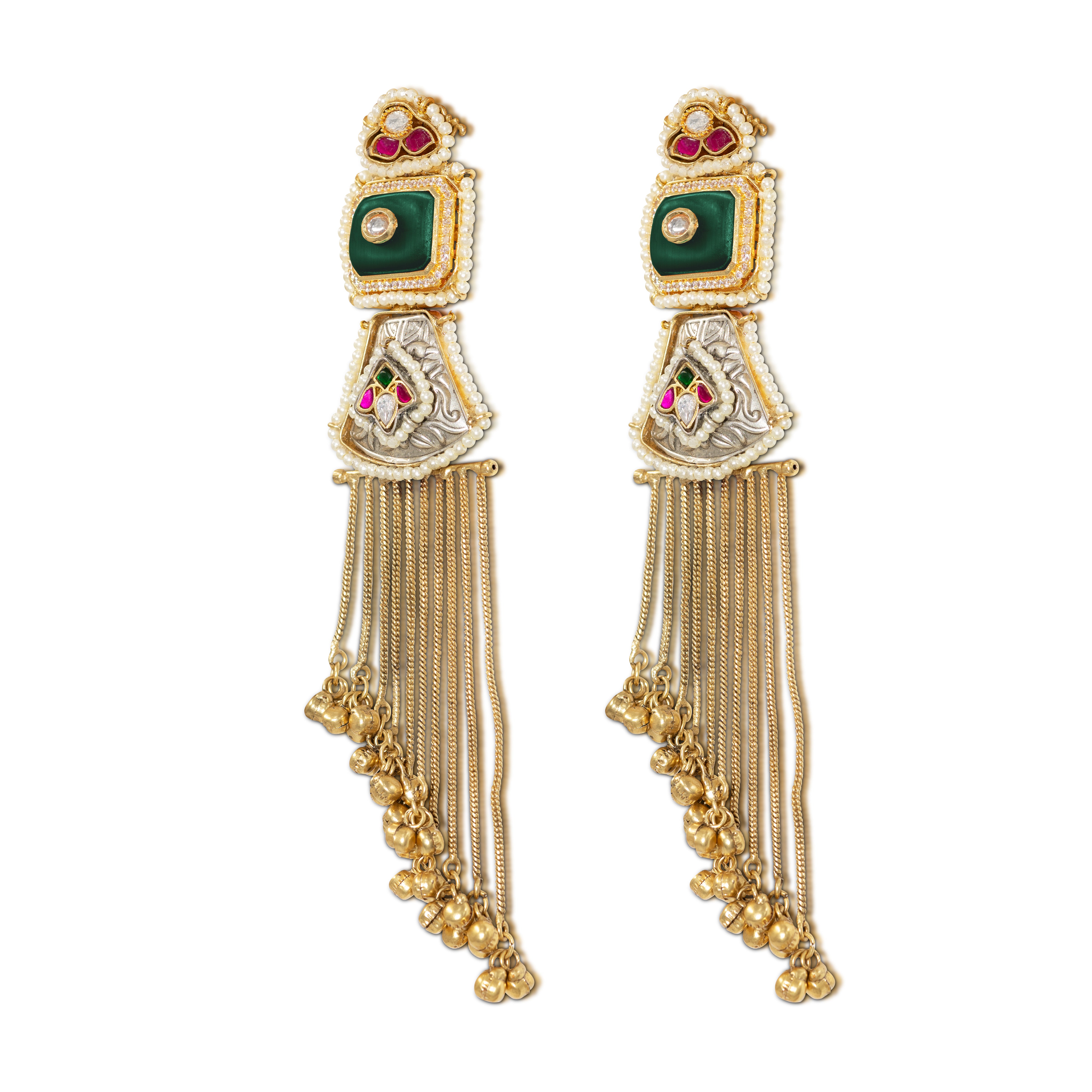 Kashmiri Long Tassel Statement Earrings