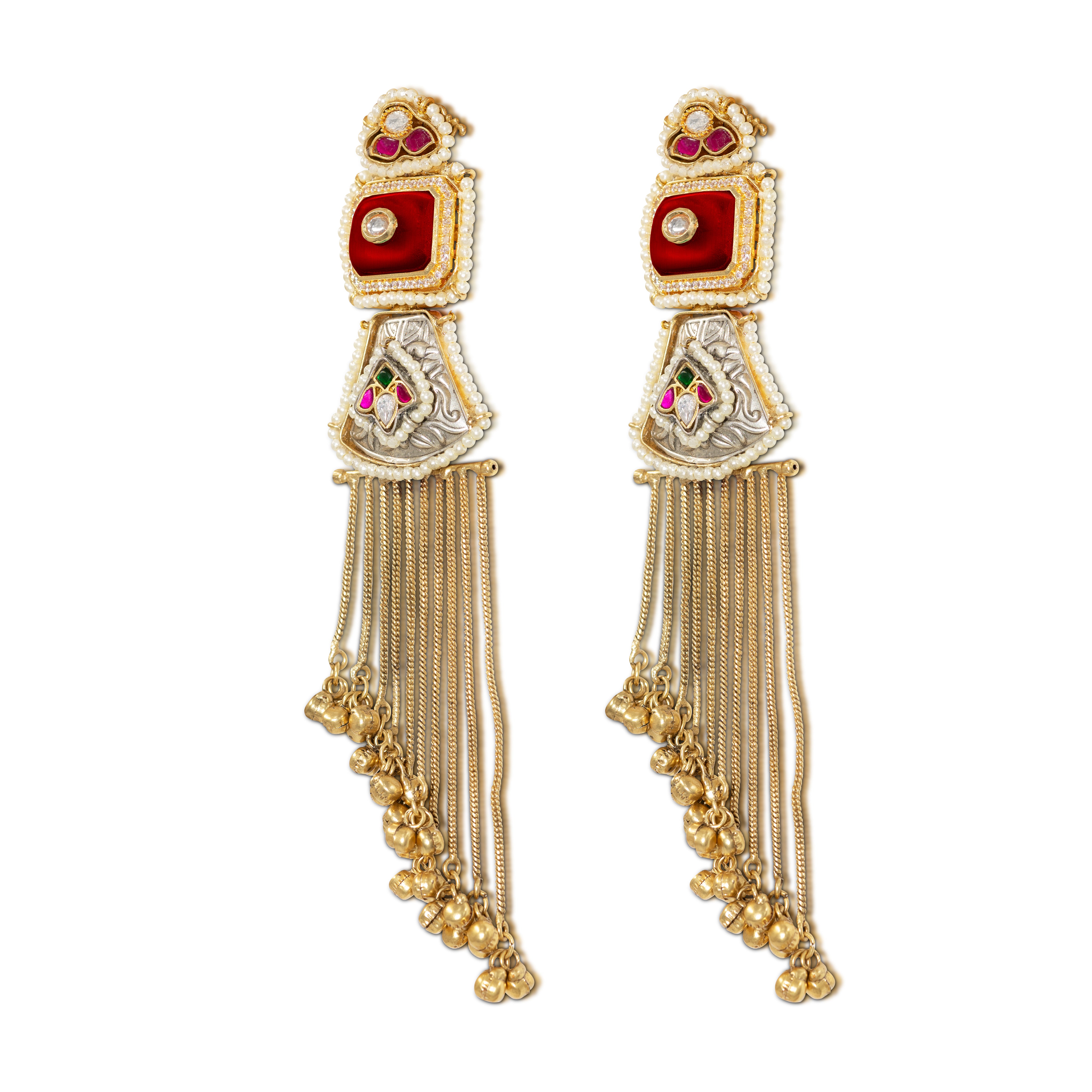 Kashmiri Long Tassel Statement Earrings