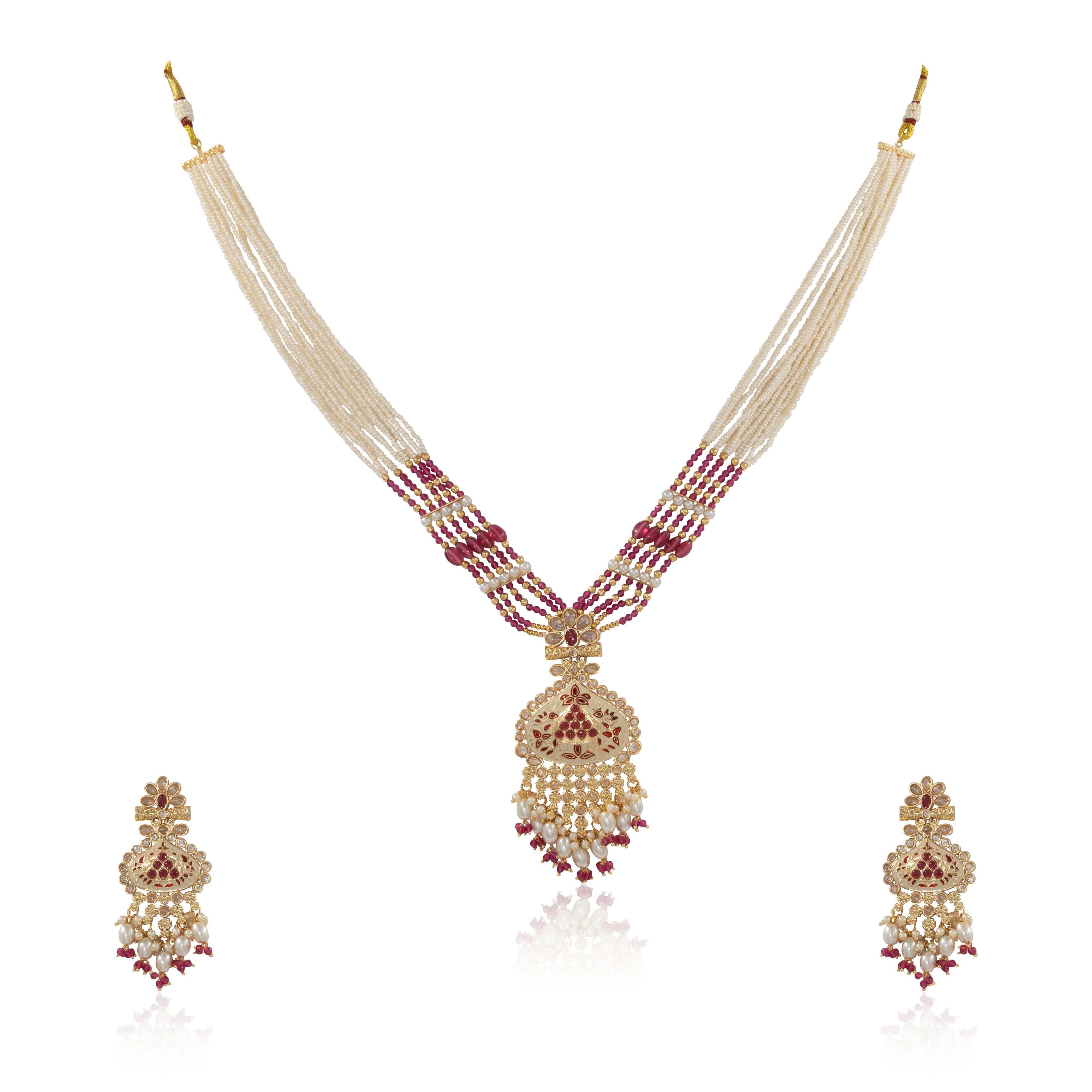 Gulnaar Pearl Polki Necklace Set