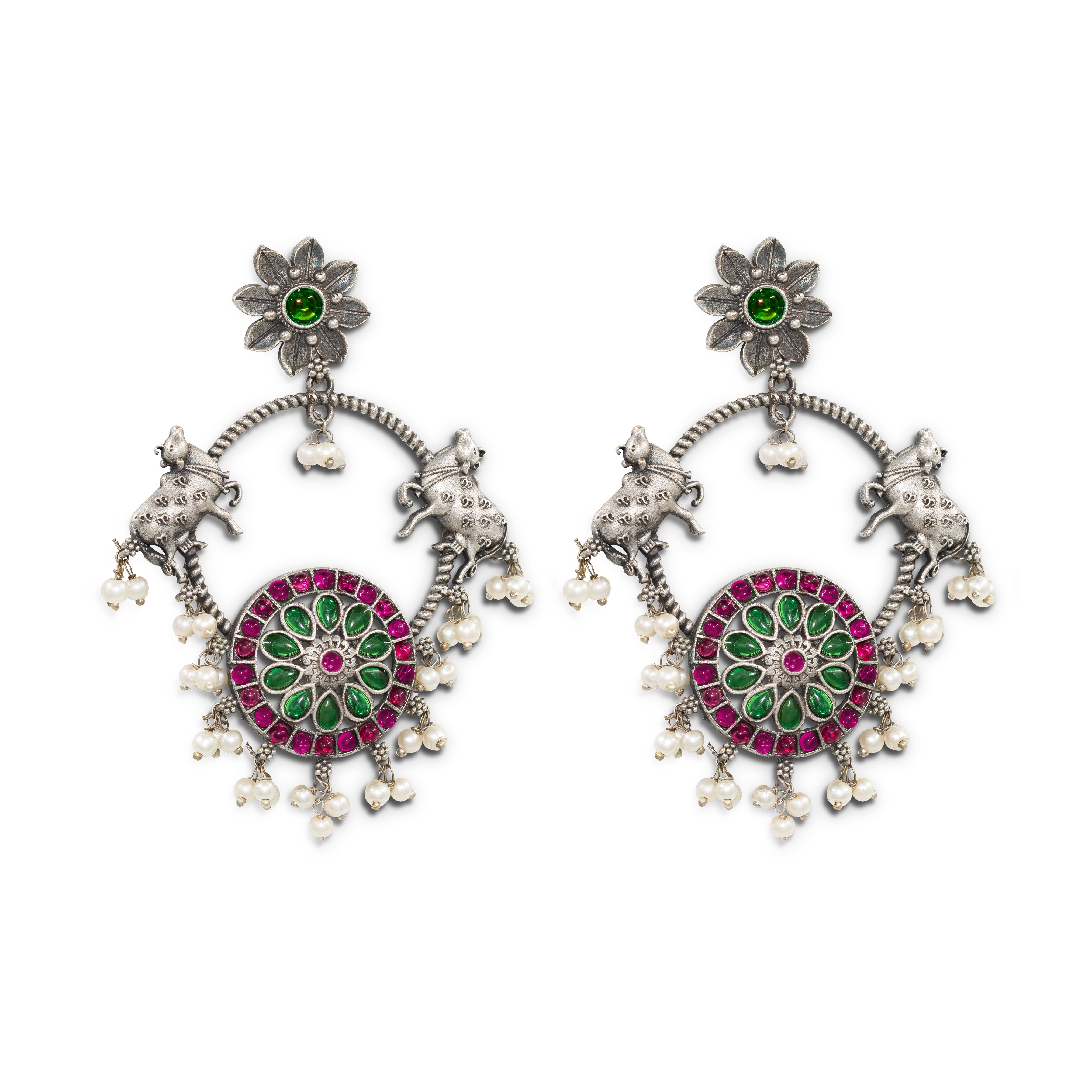 Rajasthani Oxidized Chand Earrings