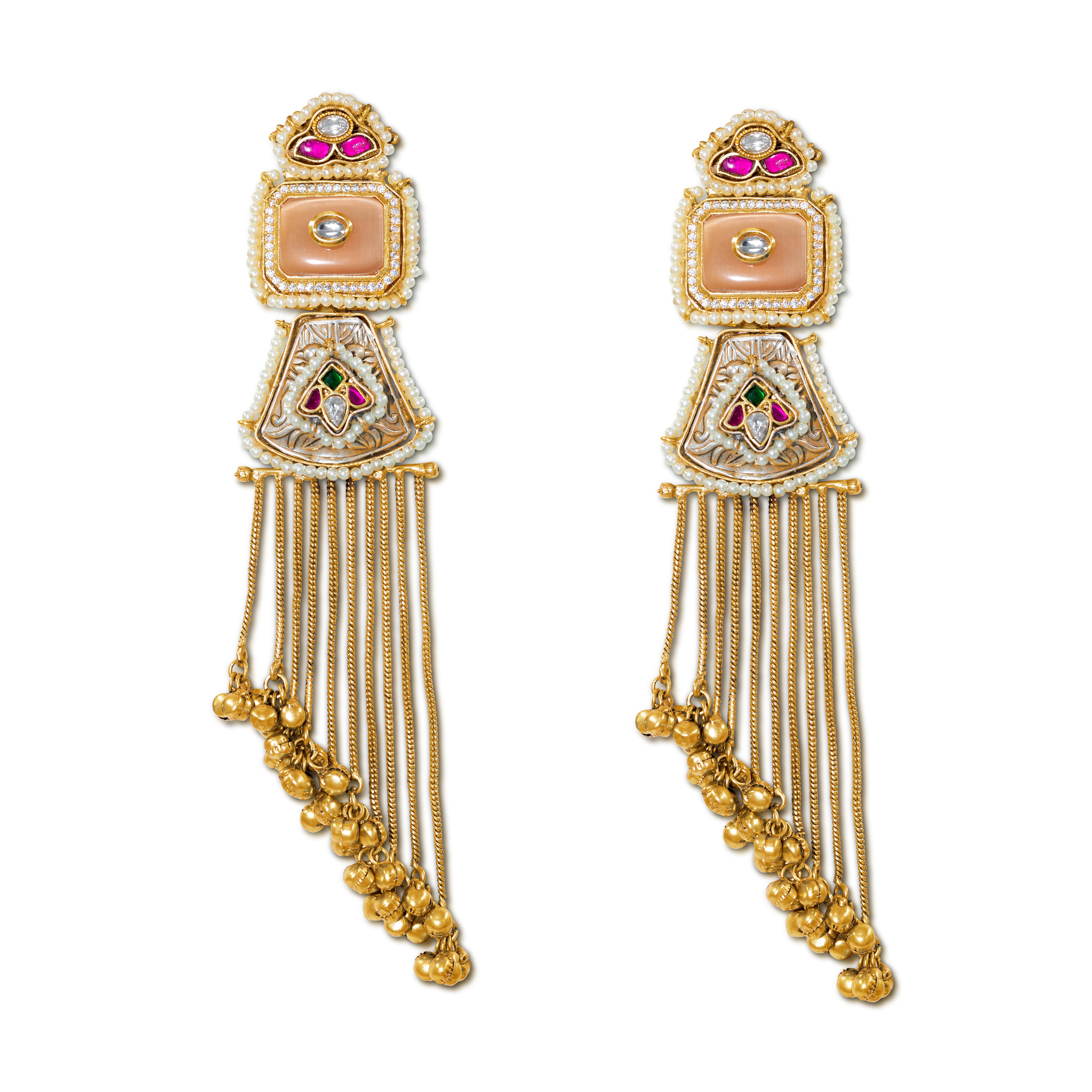 Kashmiri Long Tassel Statement Earrings