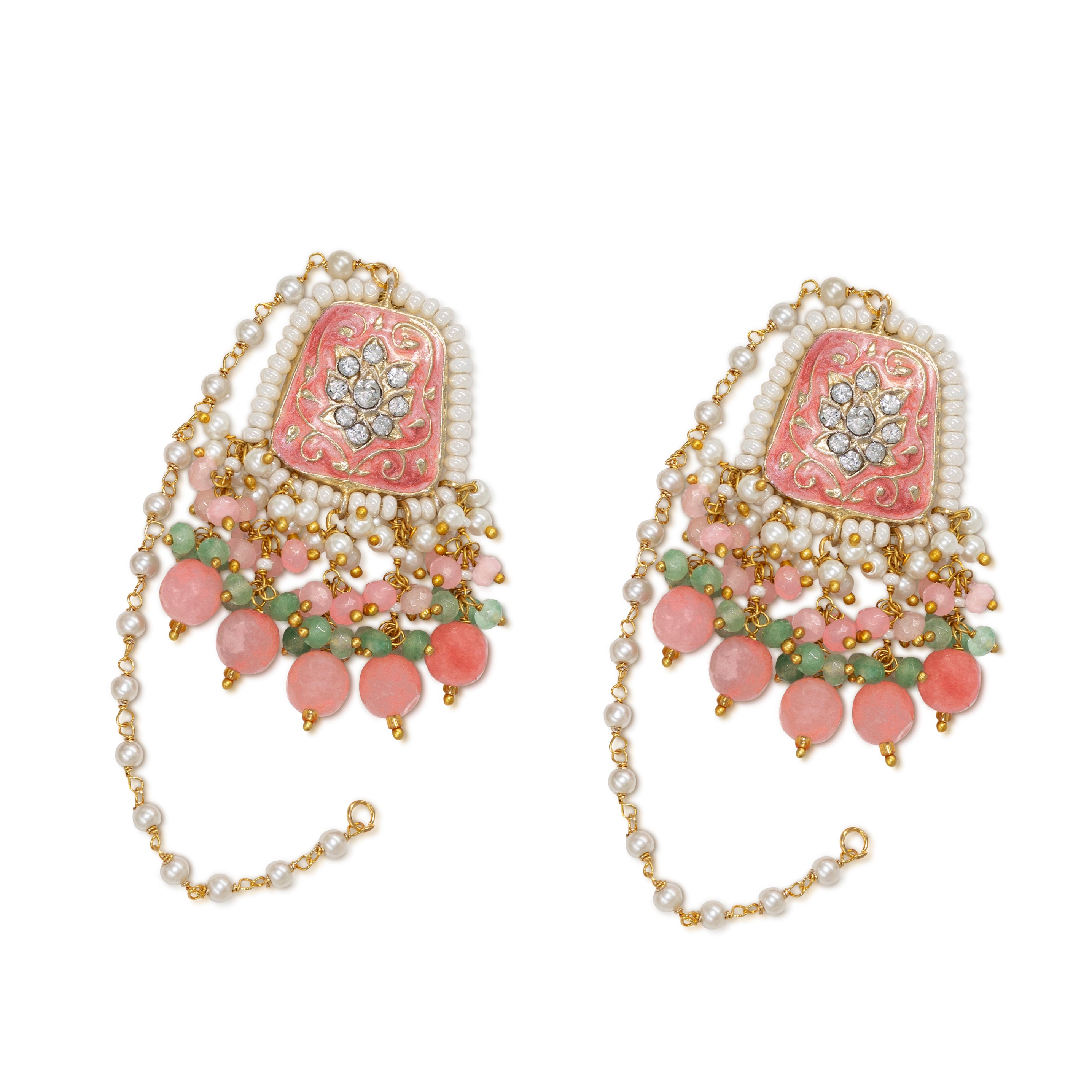 Meenakari Pearl Drop Earrings