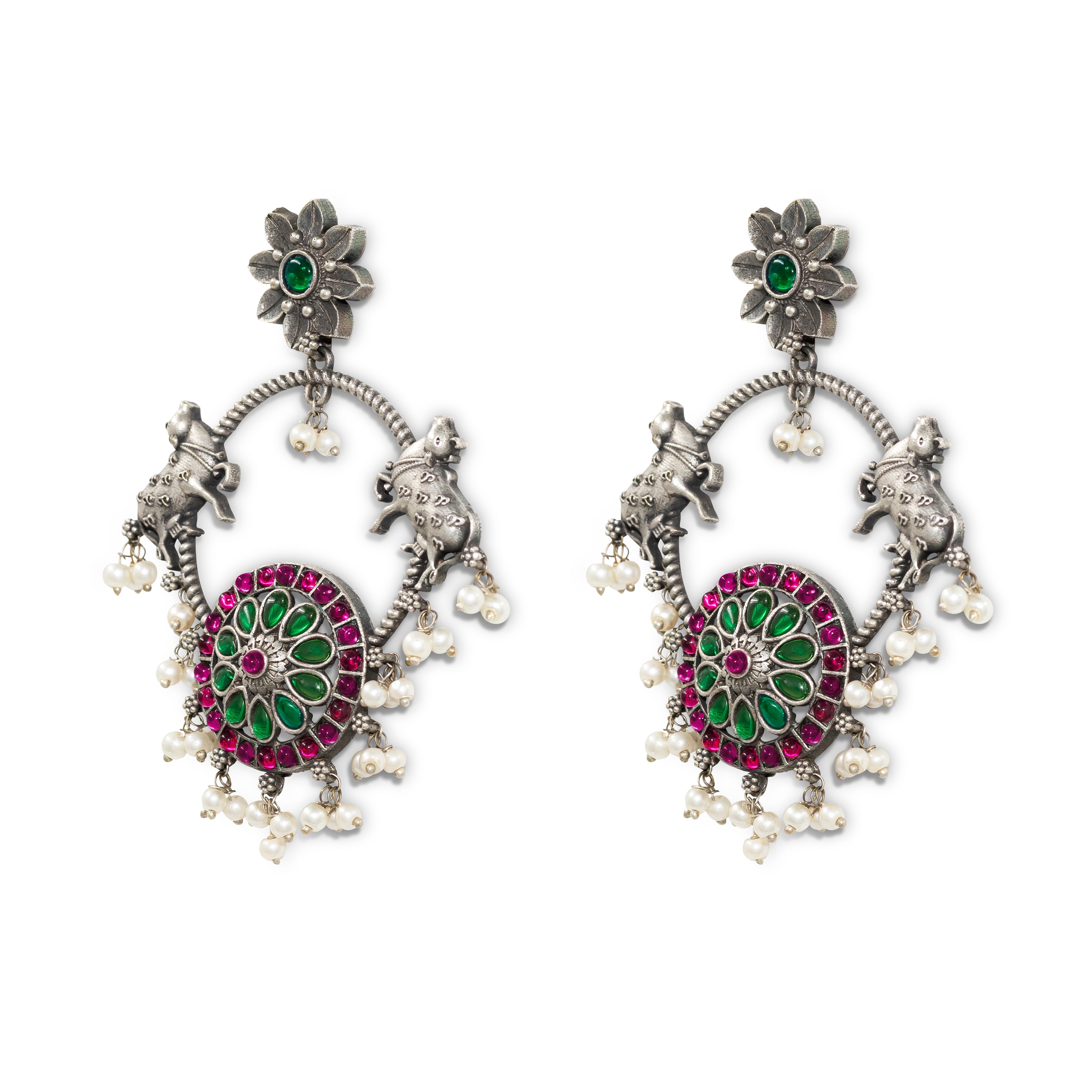 Rajasthani Oxidized Chand Earrings
