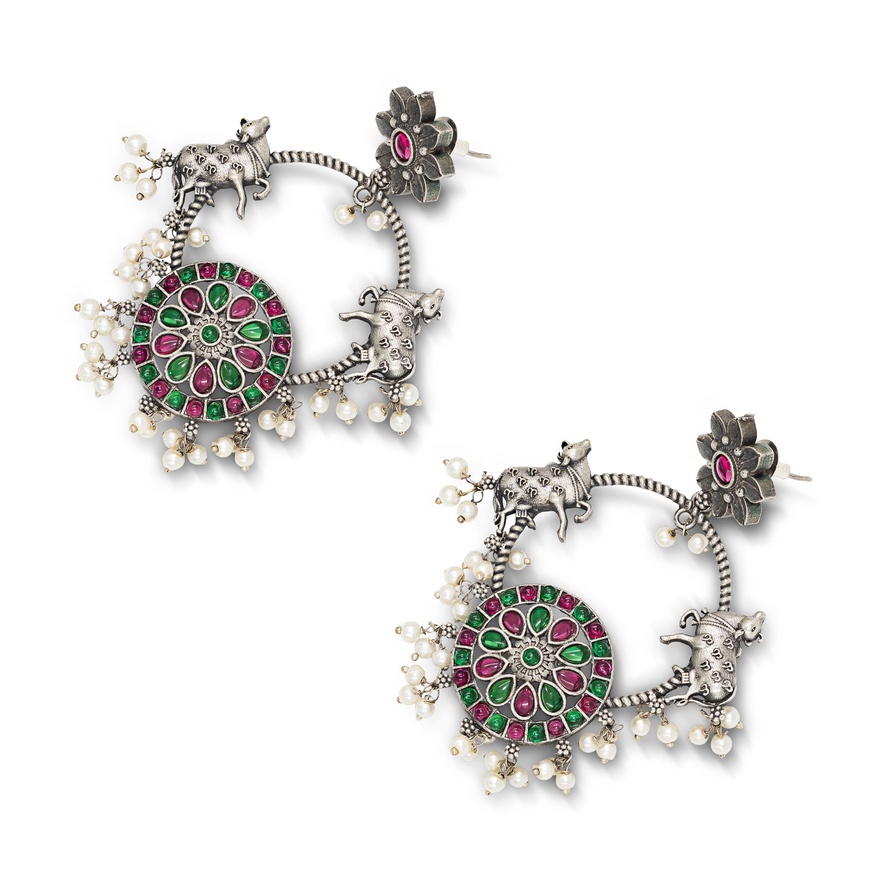 Rajasthani Oxidized Chand Earrings