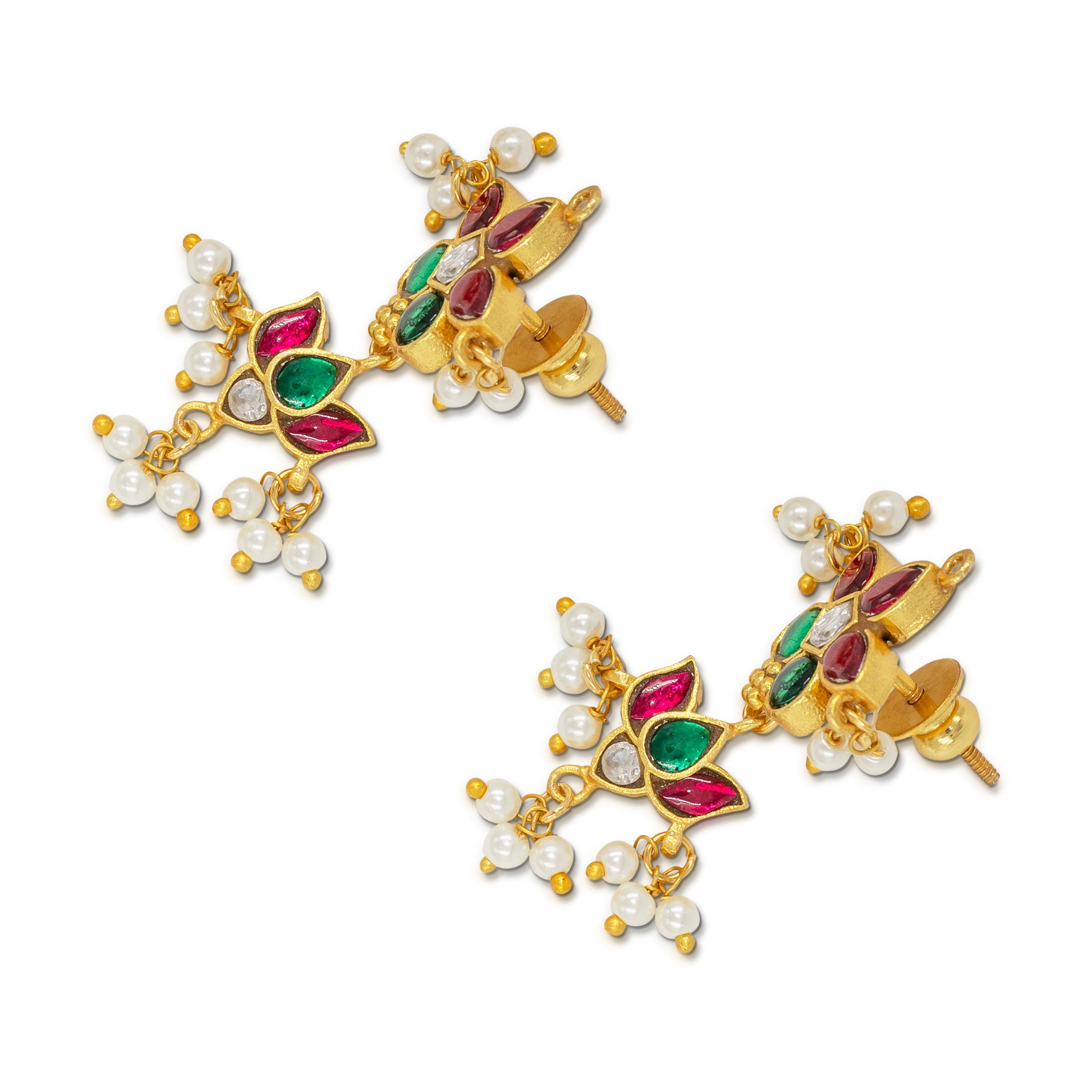 Jadau Lotus Drop Earrings