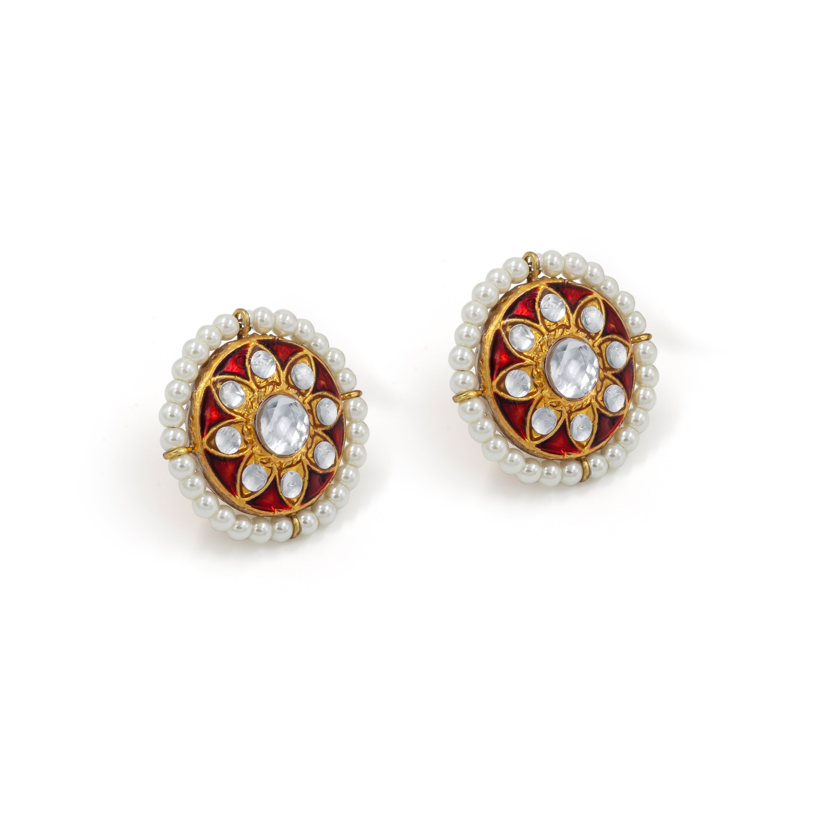 Ruby Red Kundan Pearl Choker Set