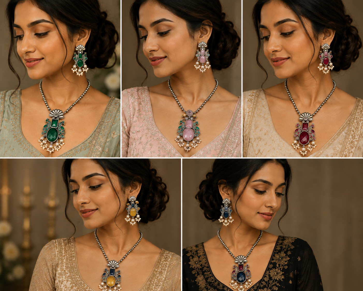Mayura Artisan Stone Pendant Set