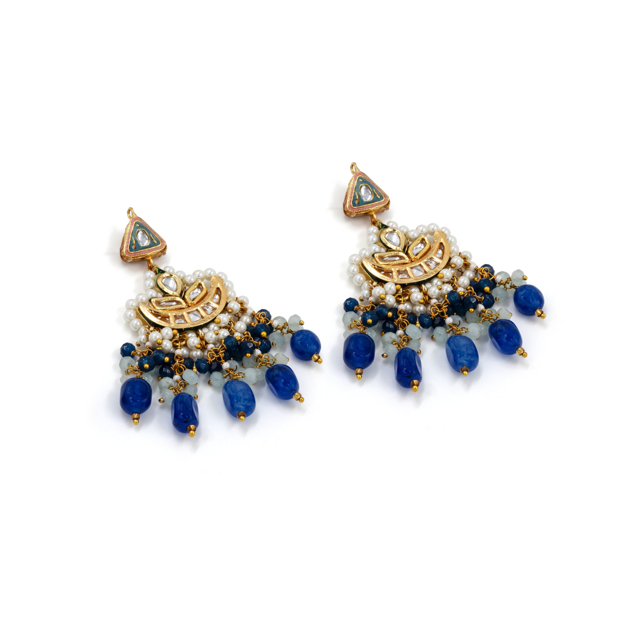 Royal Blue Meenakari Polki Necklace Set