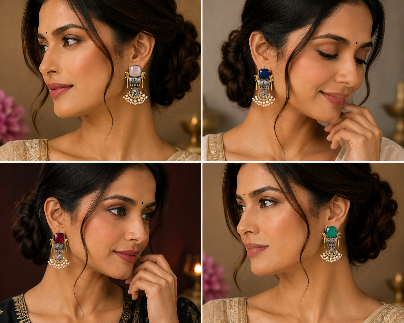 Riwaayat Stone Pearl Drop Earrings