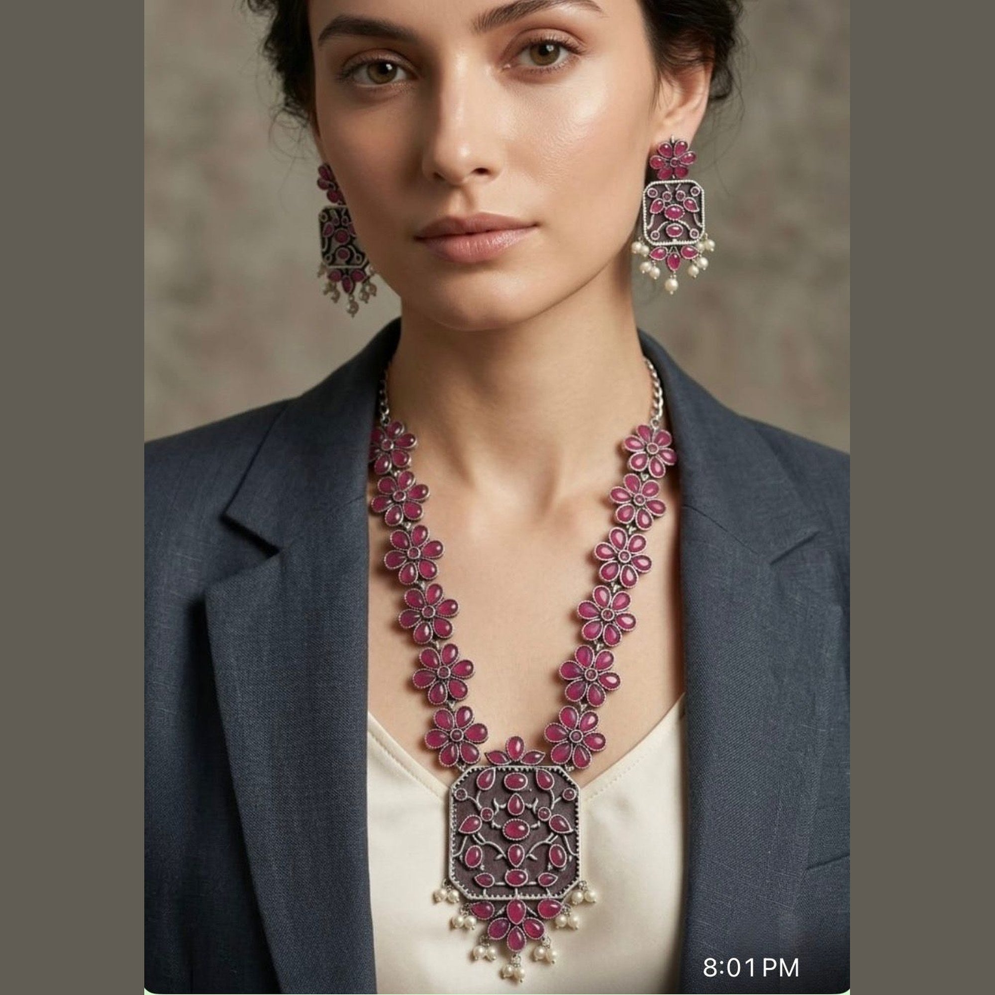 Gulistan Enamel Floral Pendant Set