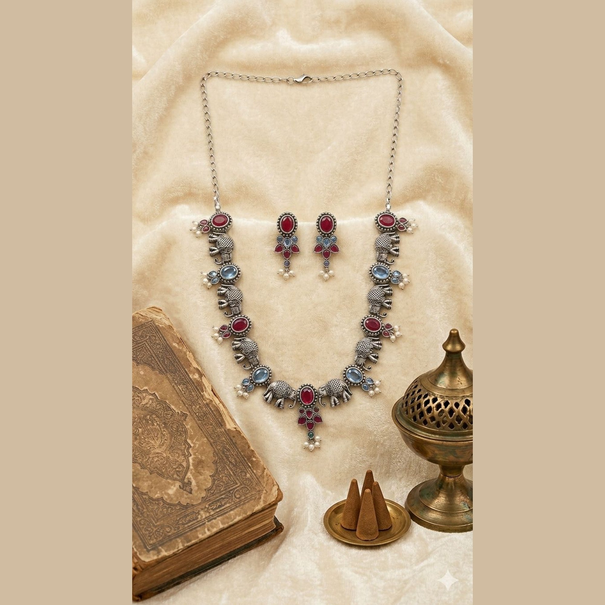 Satrangi Stone Garland Necklace Set