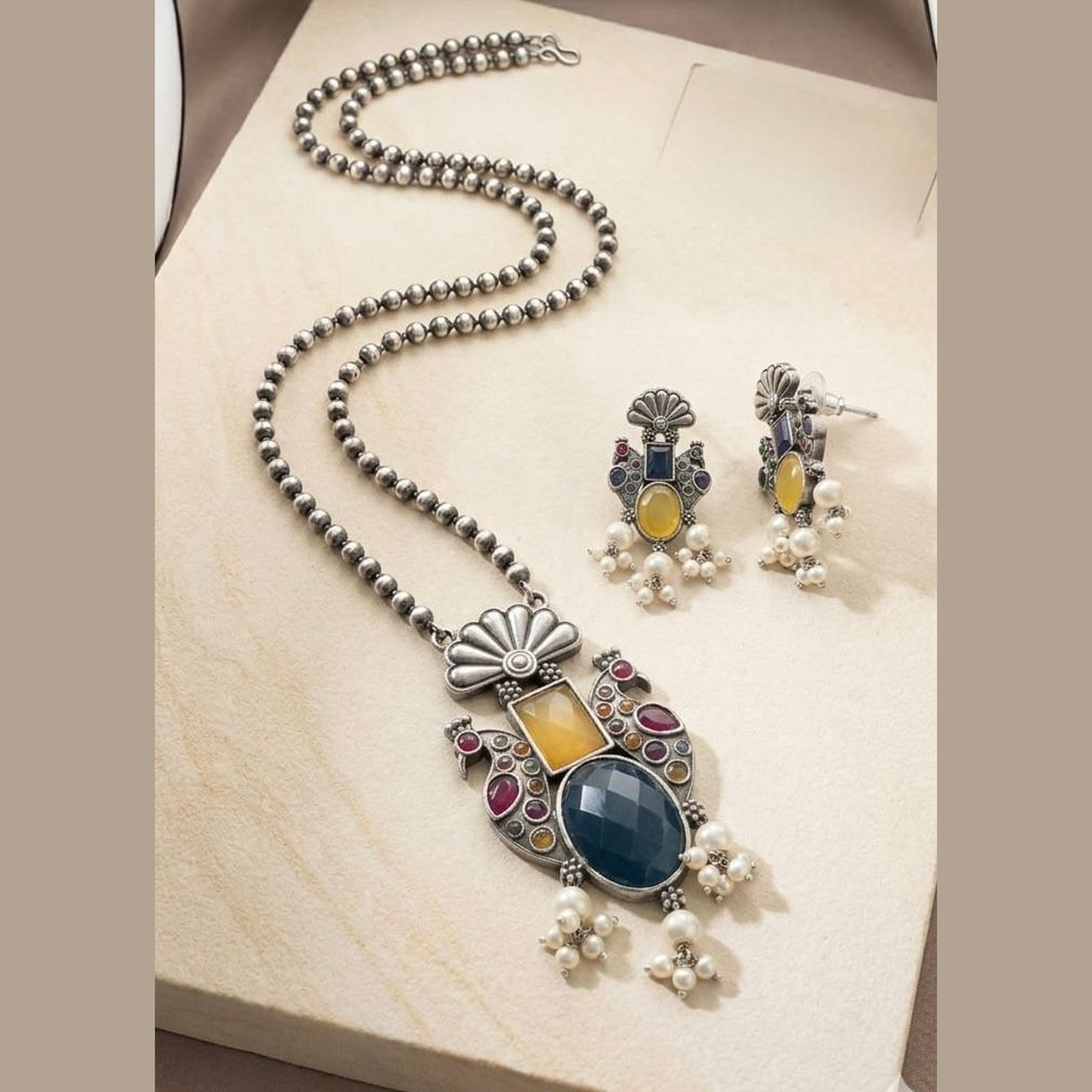 Mayura Artisan Stone Pendant Set
