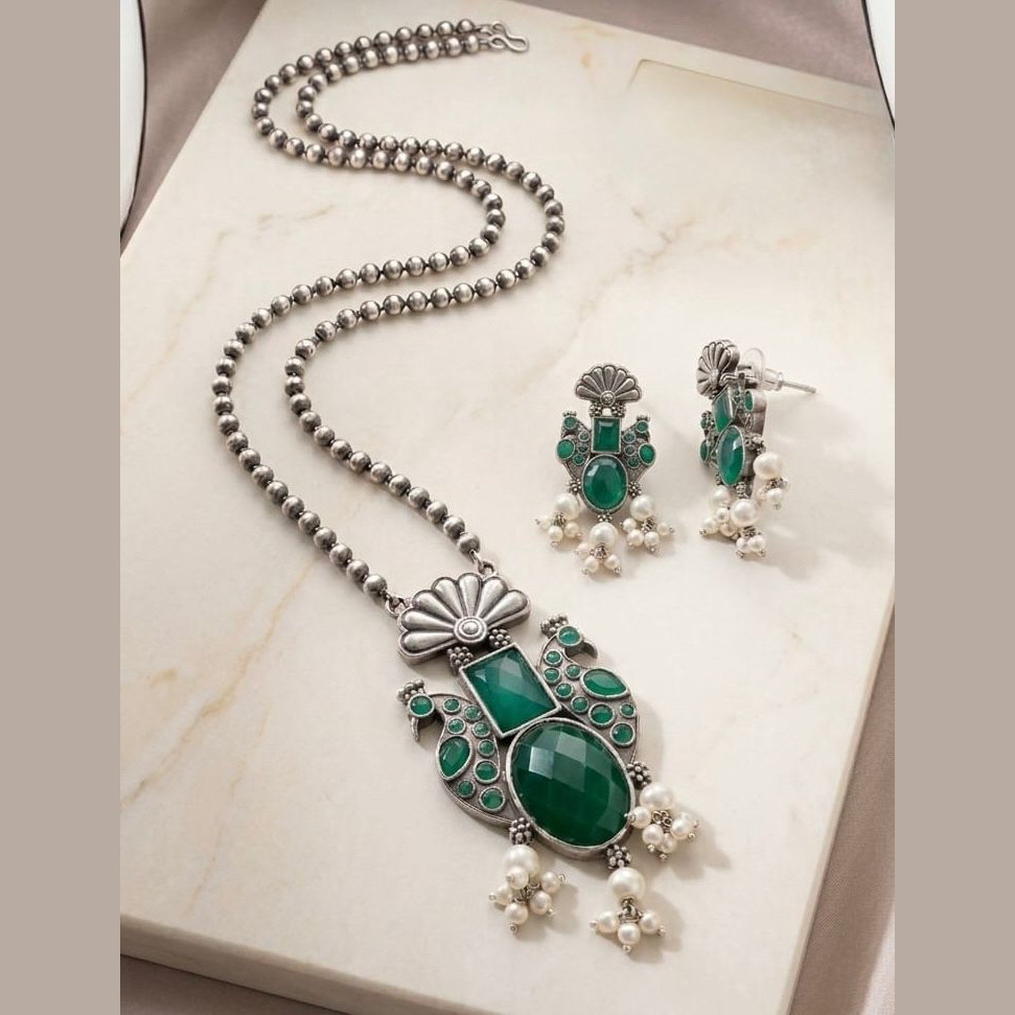 Mayura Artisan Stone Pendant Set