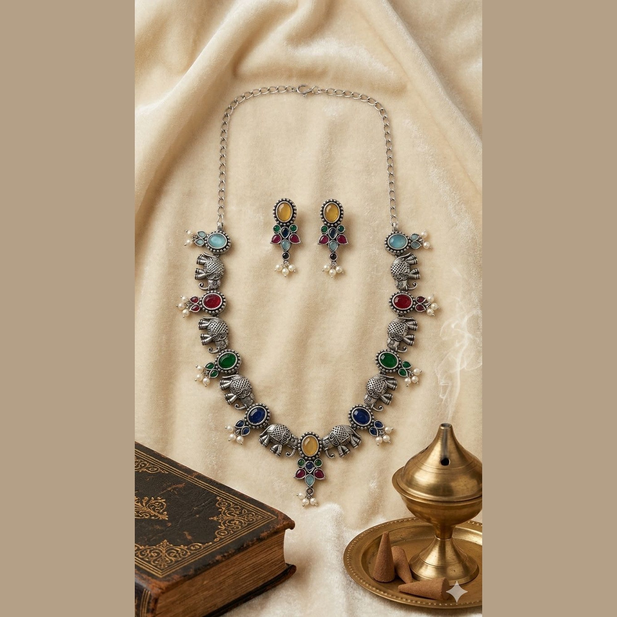 Satrangi Stone Garland Necklace Set