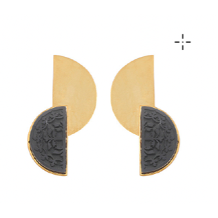 Black Onyx Half Moon Earrings