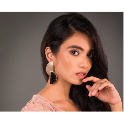 Black Onyx Half Moon Earrings