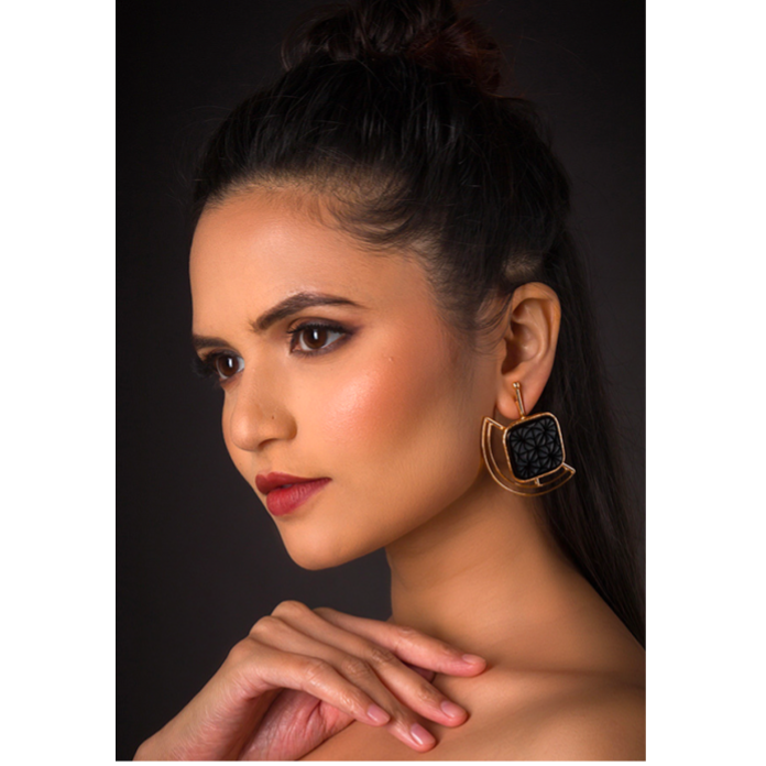 Gold-Plated Square Earrings