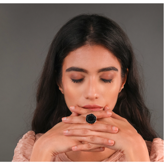 Black Onyx Engraved Ring