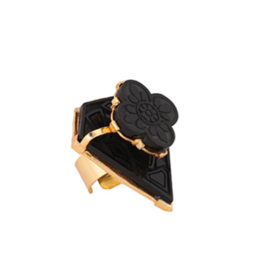 Fausta Black Onyx Floral Ring