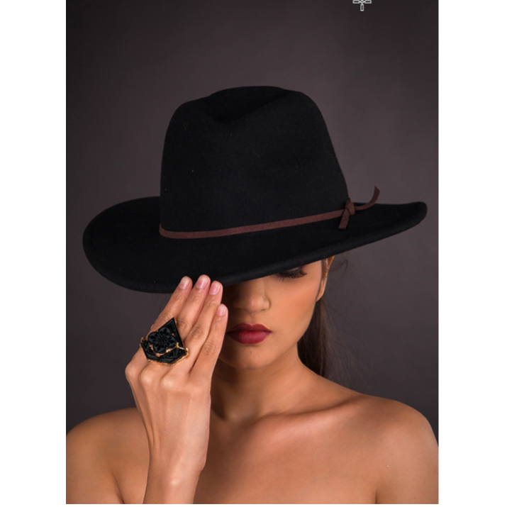 Fausta Black Onyx Floral Ring
