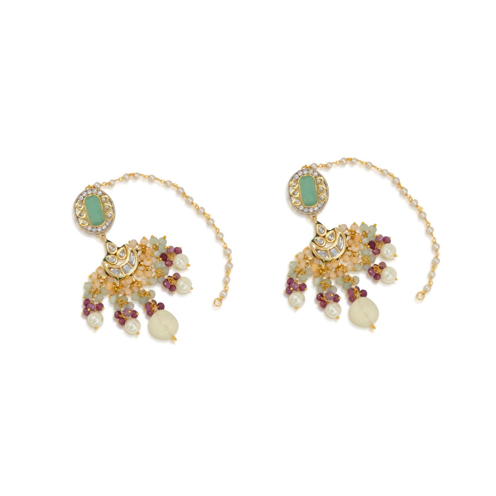 Red & Green Meenakari Kundan Bridal Necklace Set with Tikka
