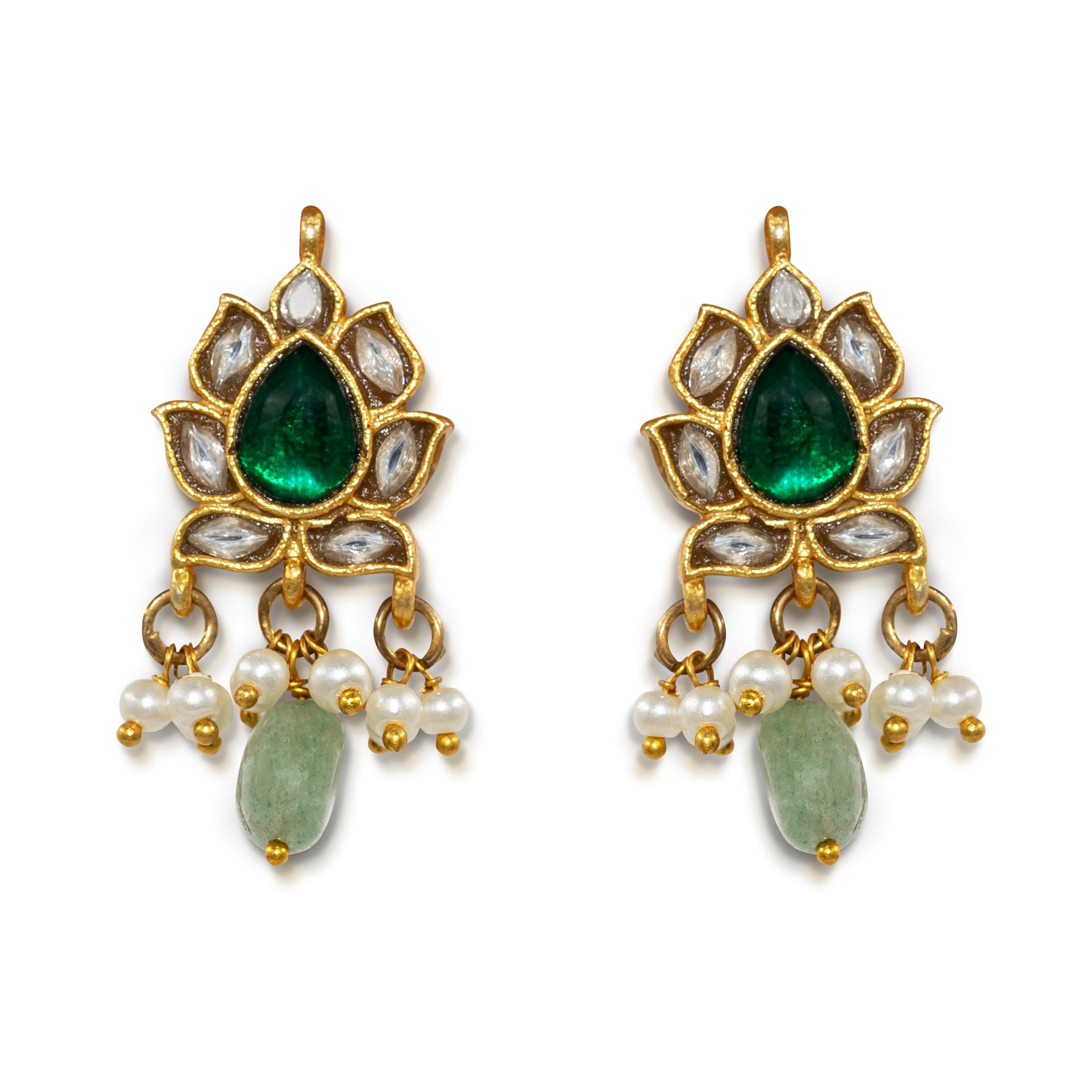 Jadau Kundan Pearl Drop Earrings