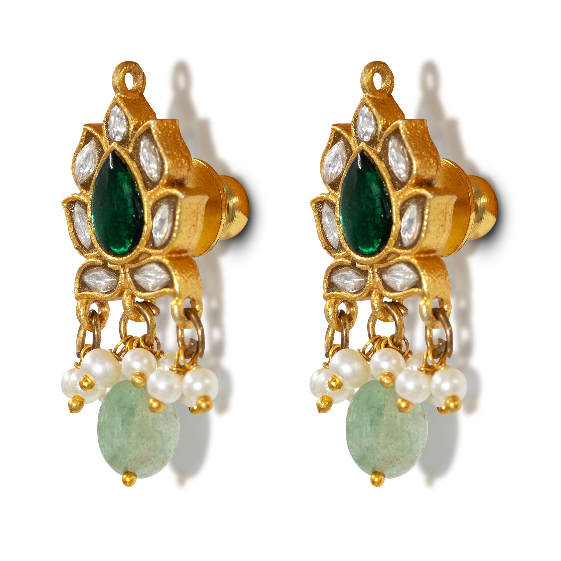 Jadau Kundan Pearl Drop Earrings