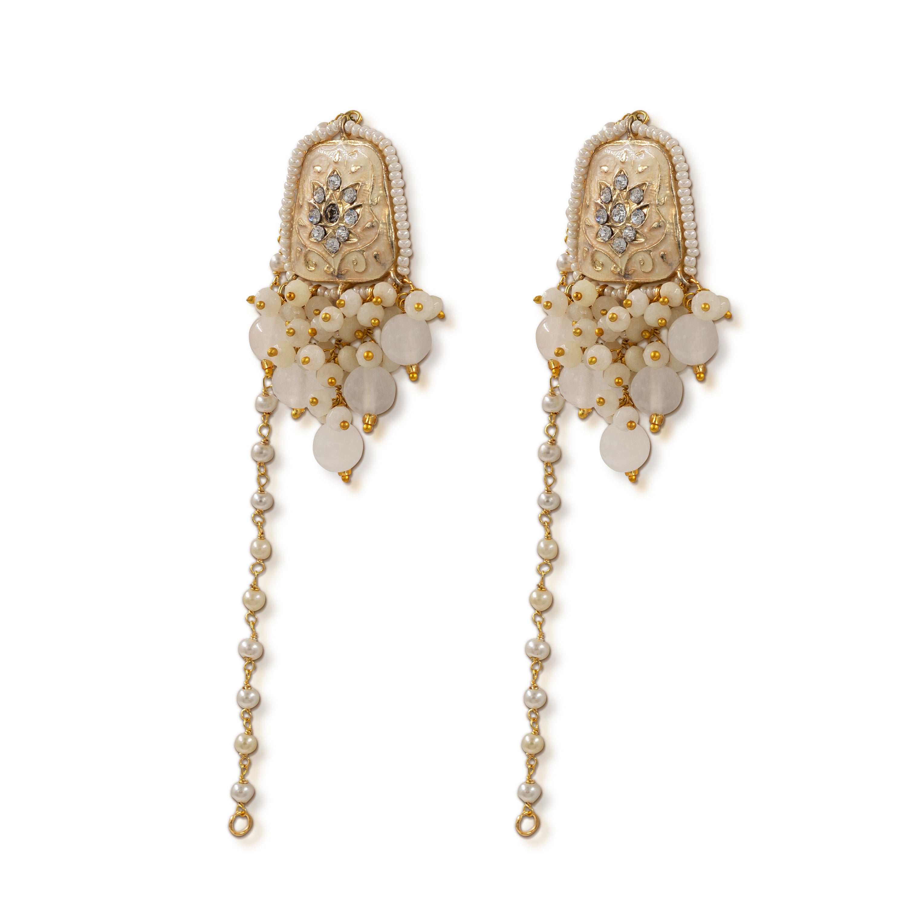 Meenakari Pearl Drop Earrings