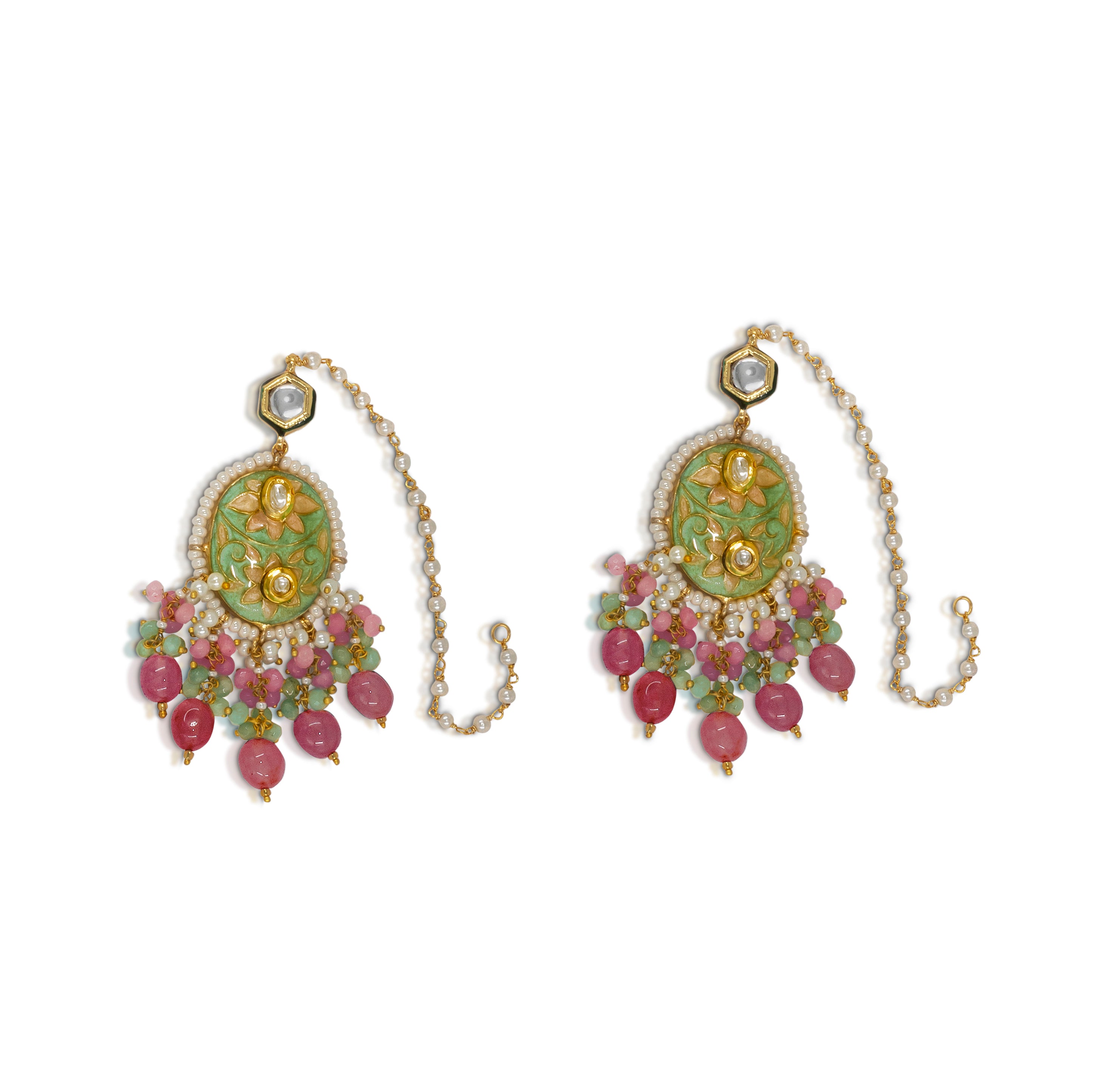 Meenakari Kundan Polki Necklace Set