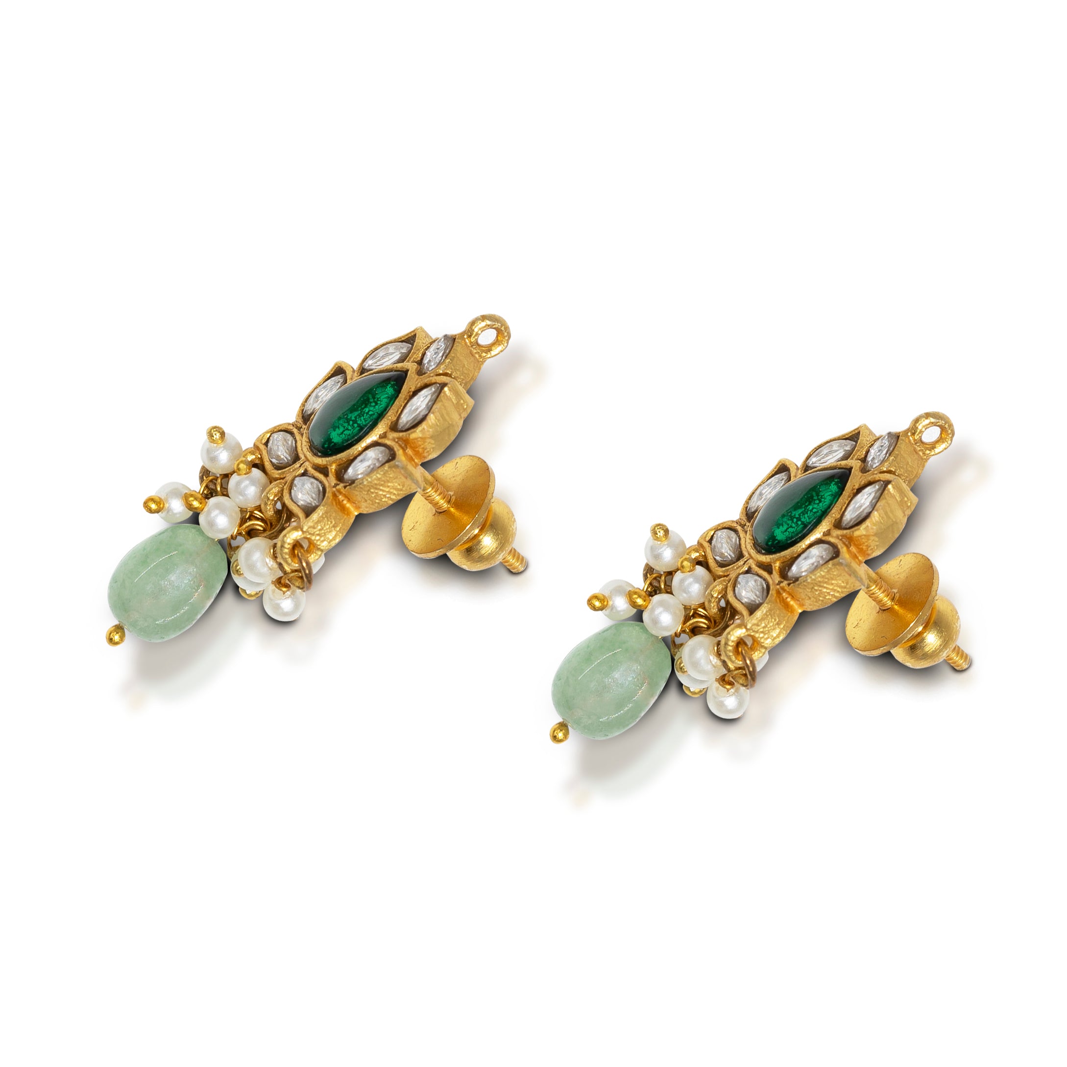 Jadau Kundan Pearl Drop Earrings