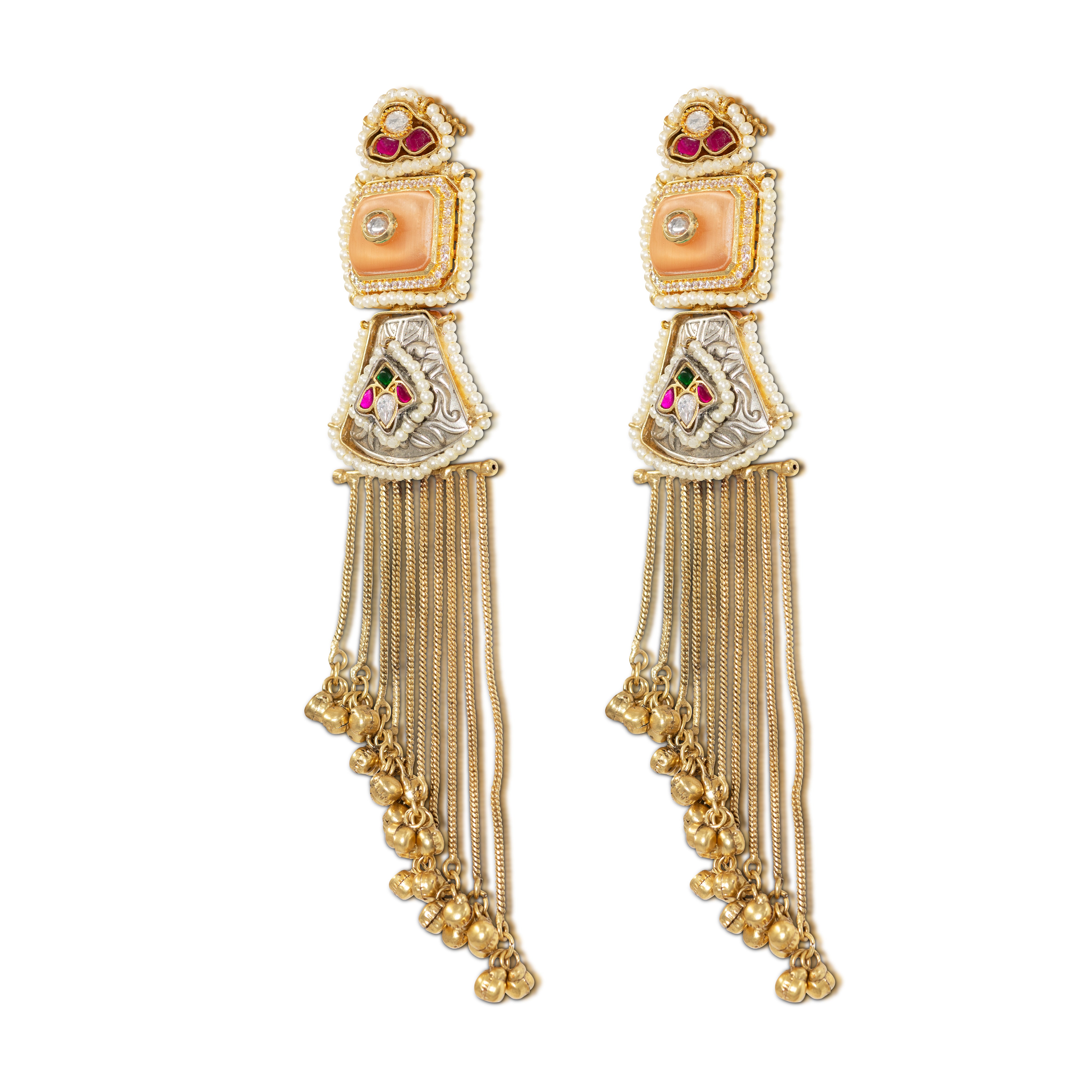 Kashmiri Long Tassel Statement Earrings