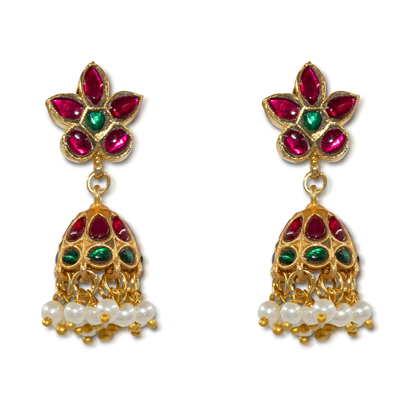 Jadau Kundan Pearl Jhumki Earrings