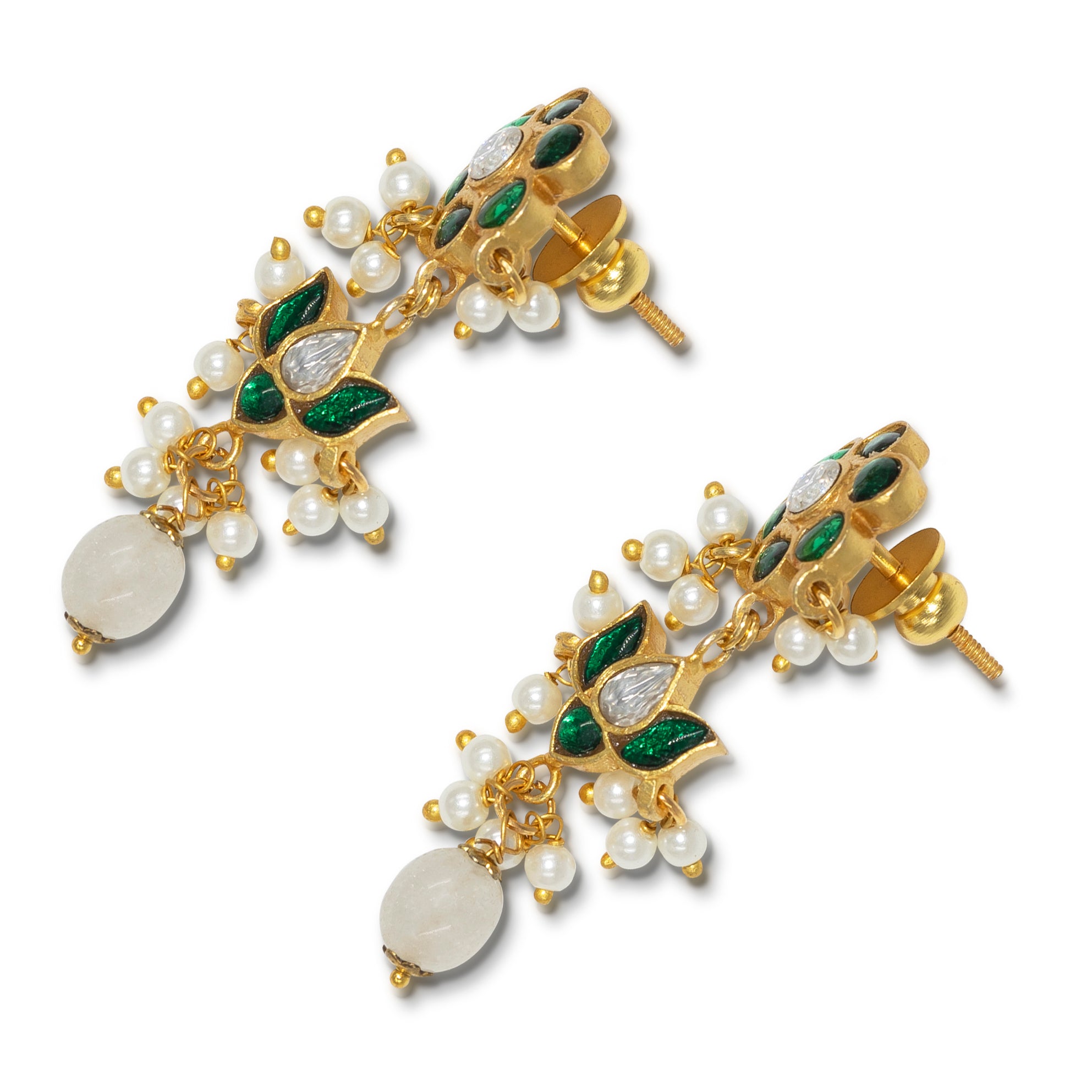 Jadau Floral Long Earrings