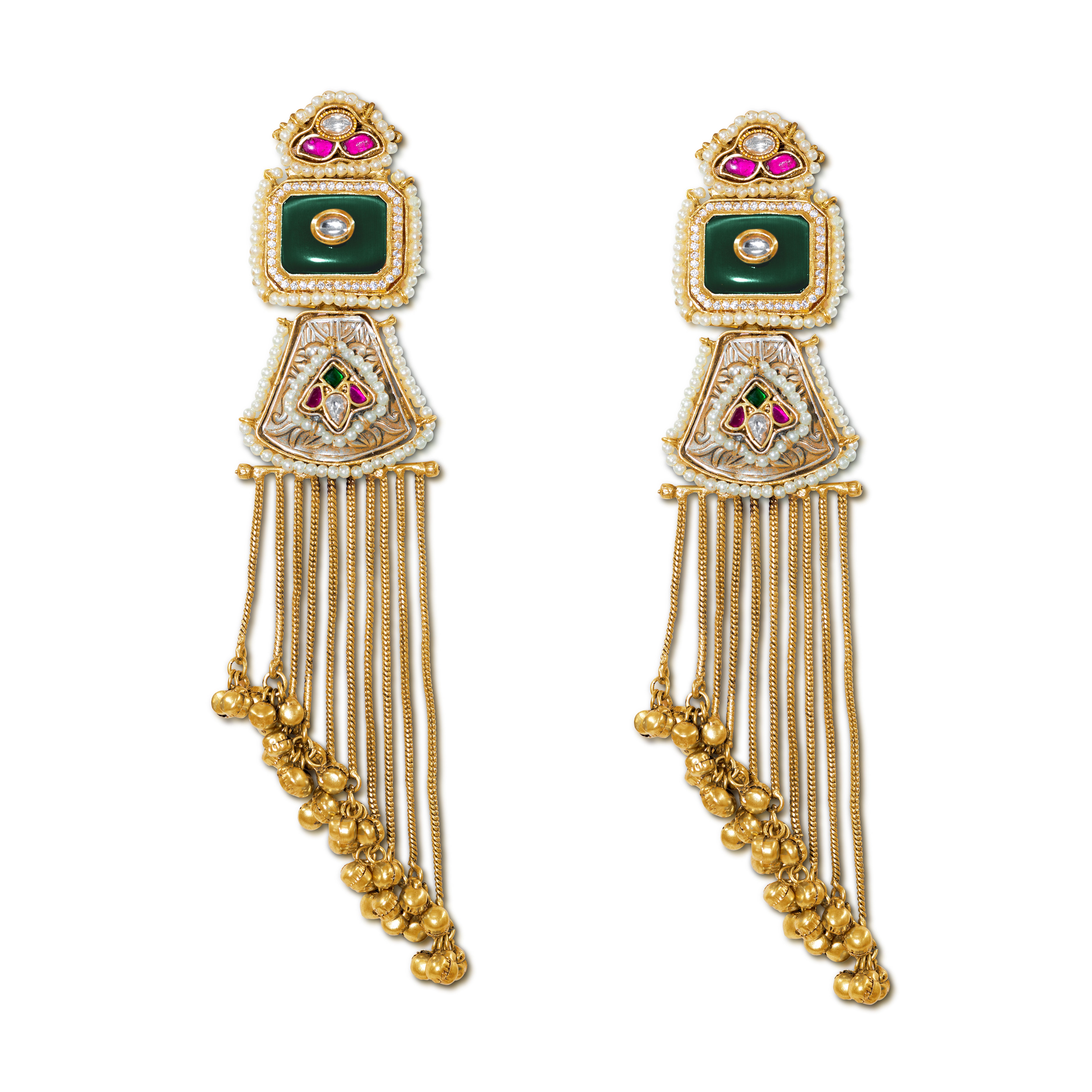 Kashmiri Long Tassel Statement Earrings