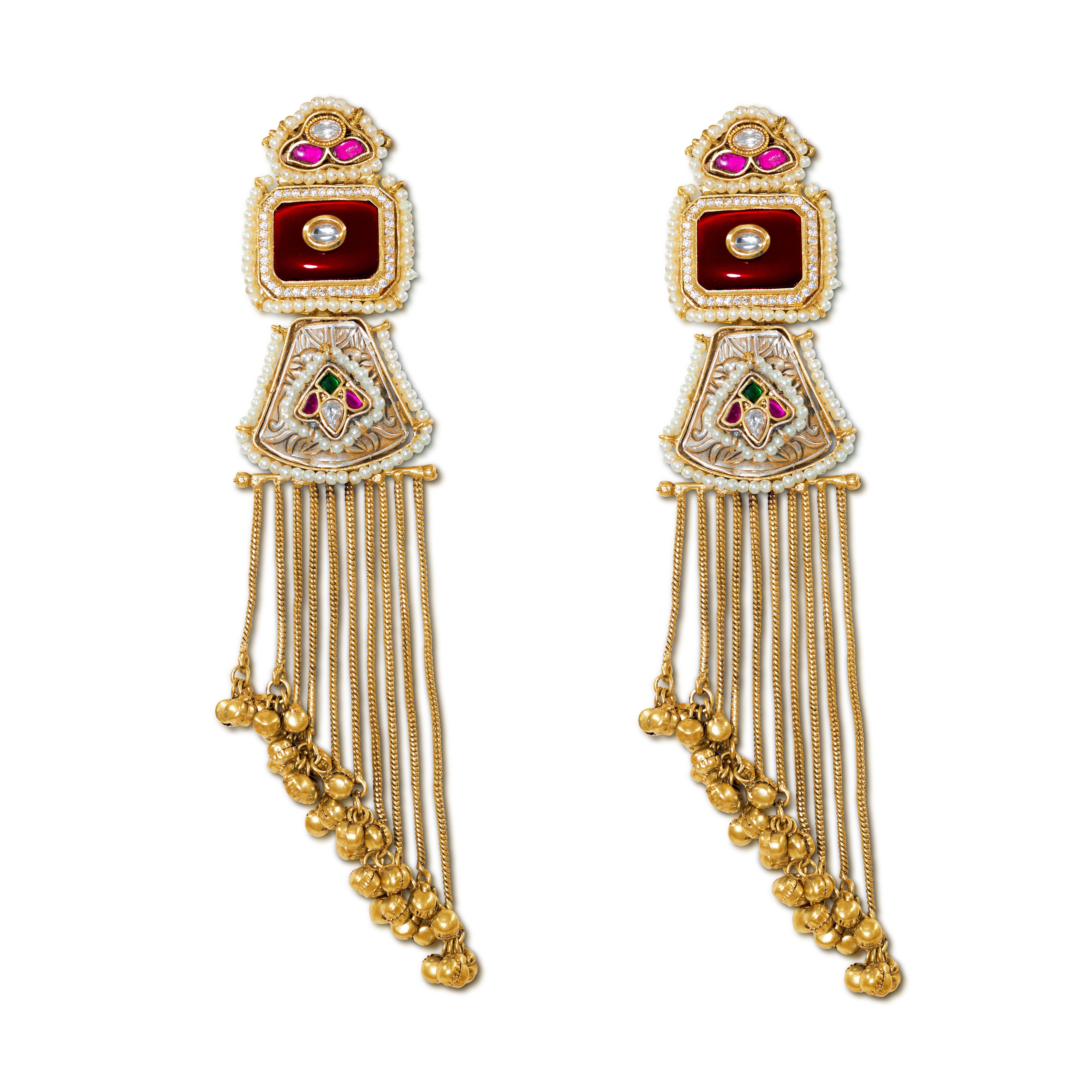 Kashmiri Long Tassel Statement Earrings
