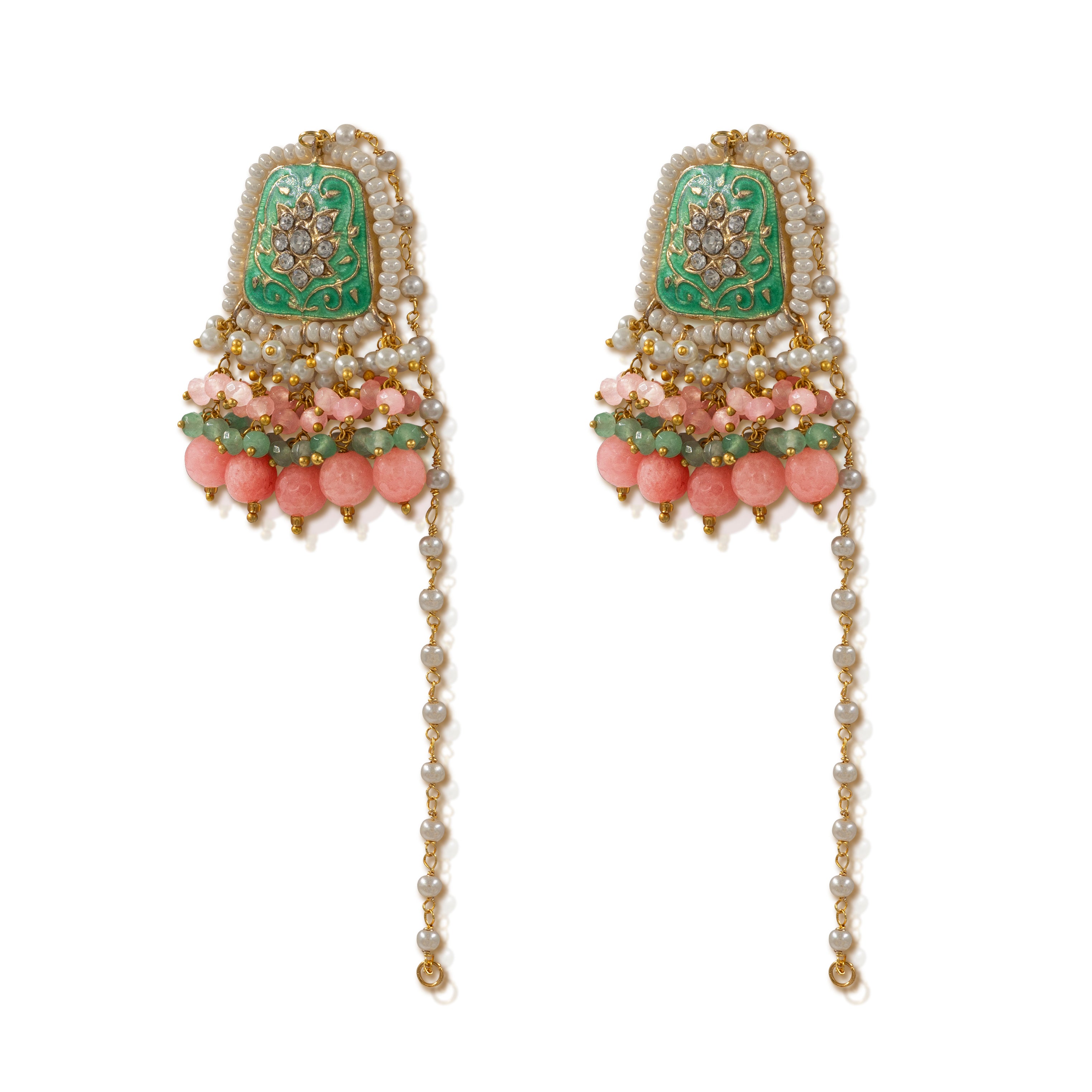 Meenakari Pearl Drop Earrings