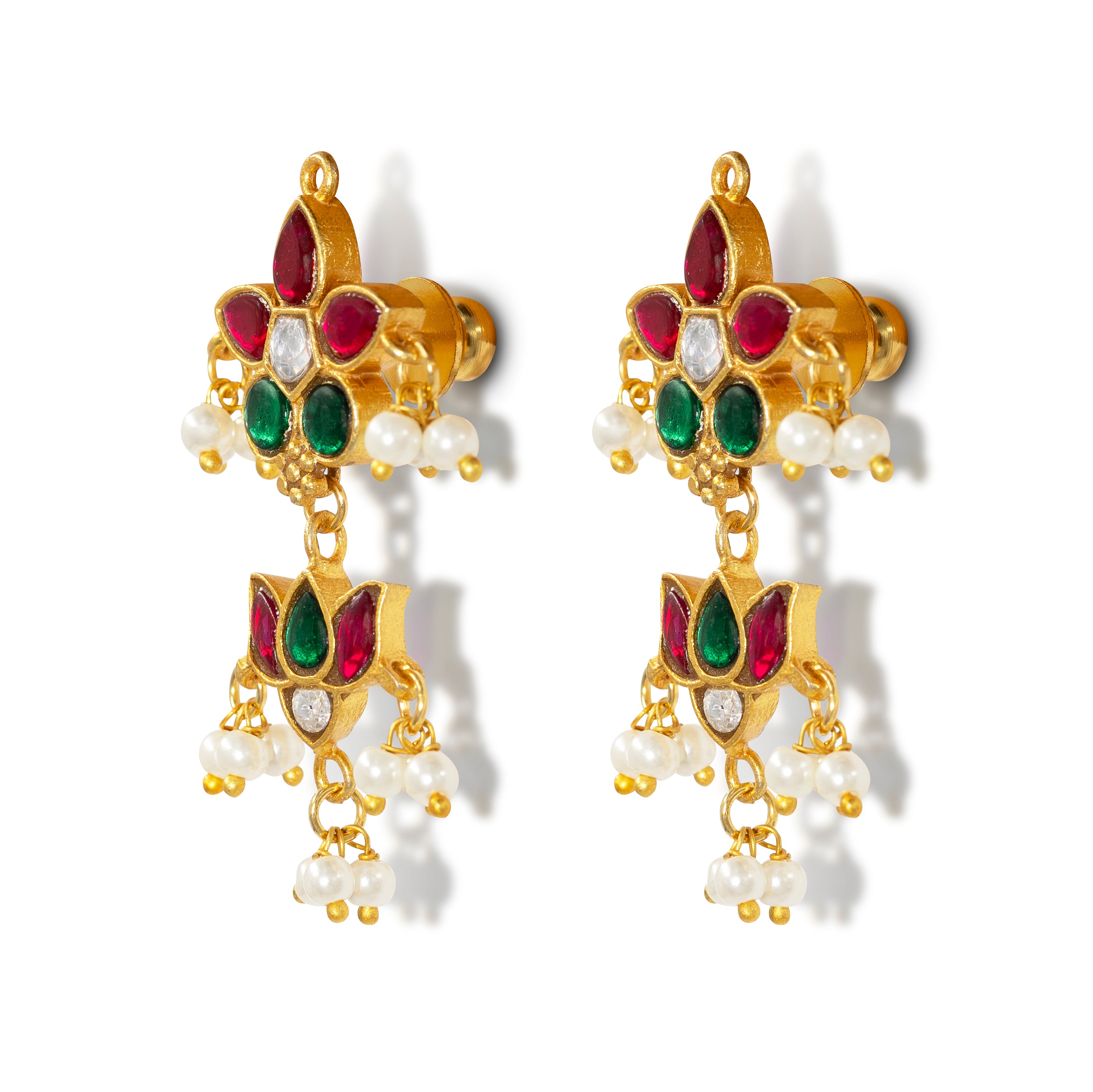Jadau Lotus Drop Earrings
