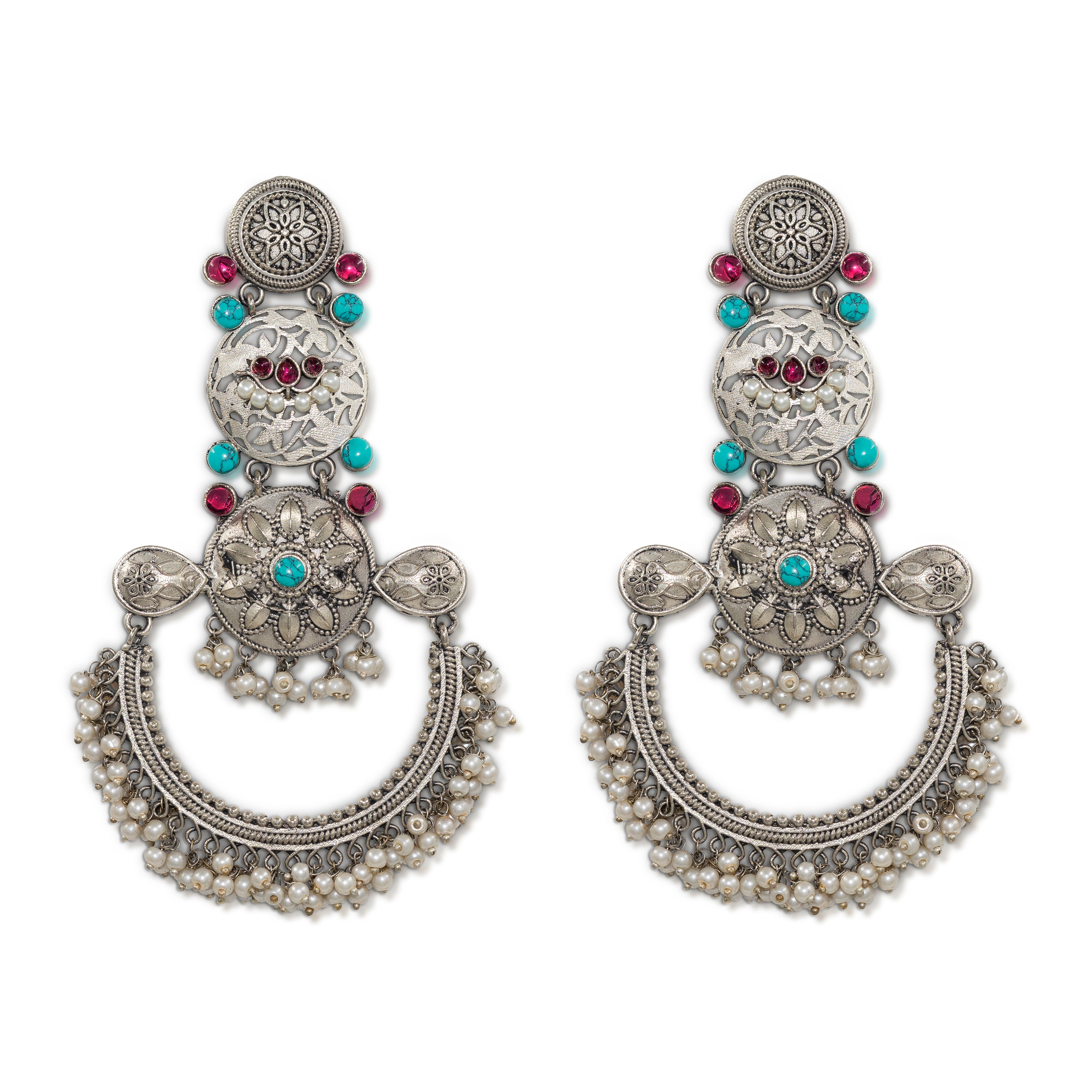Oxidized Chandbali Statement Earrings