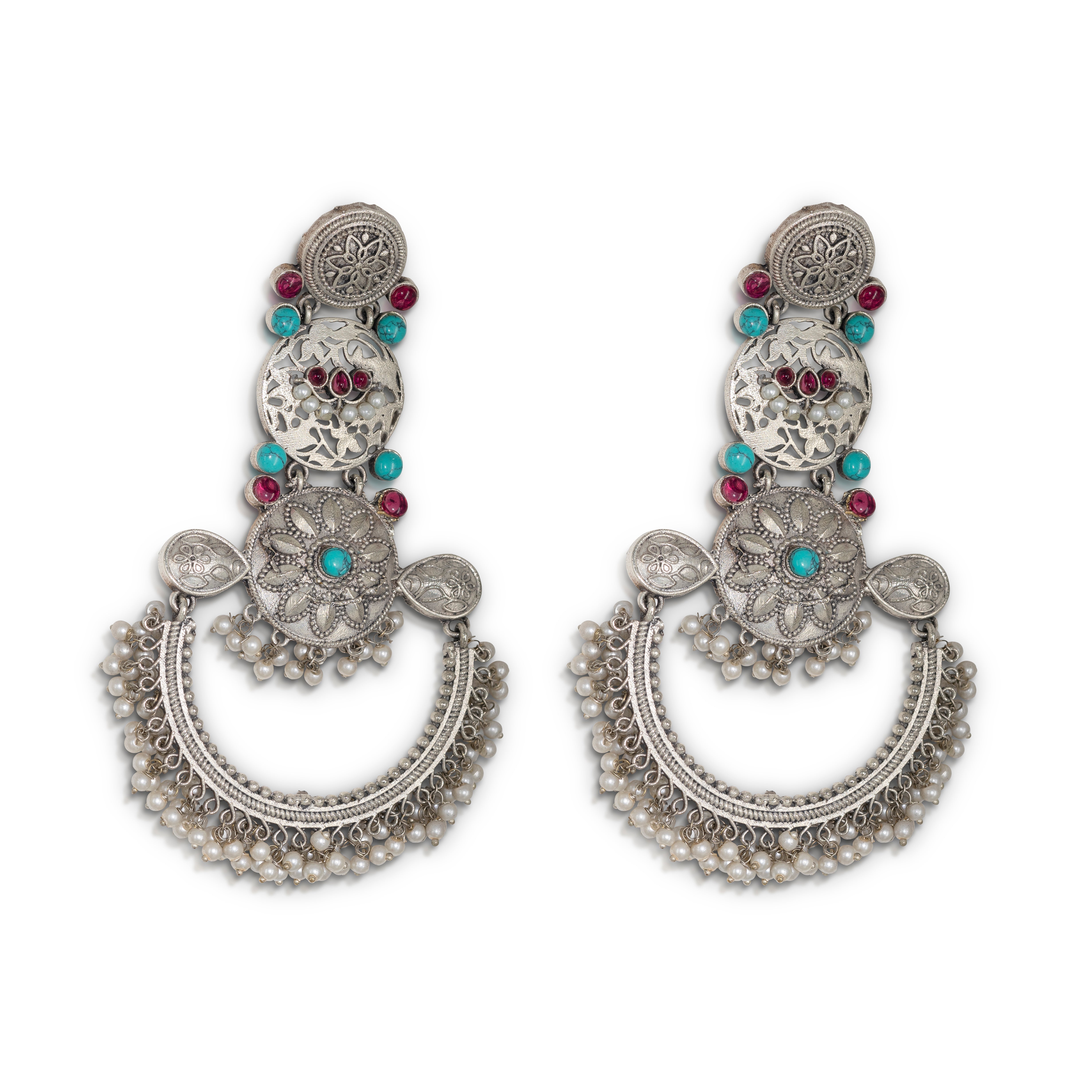 Oxidized Chandbali Statement Earrings