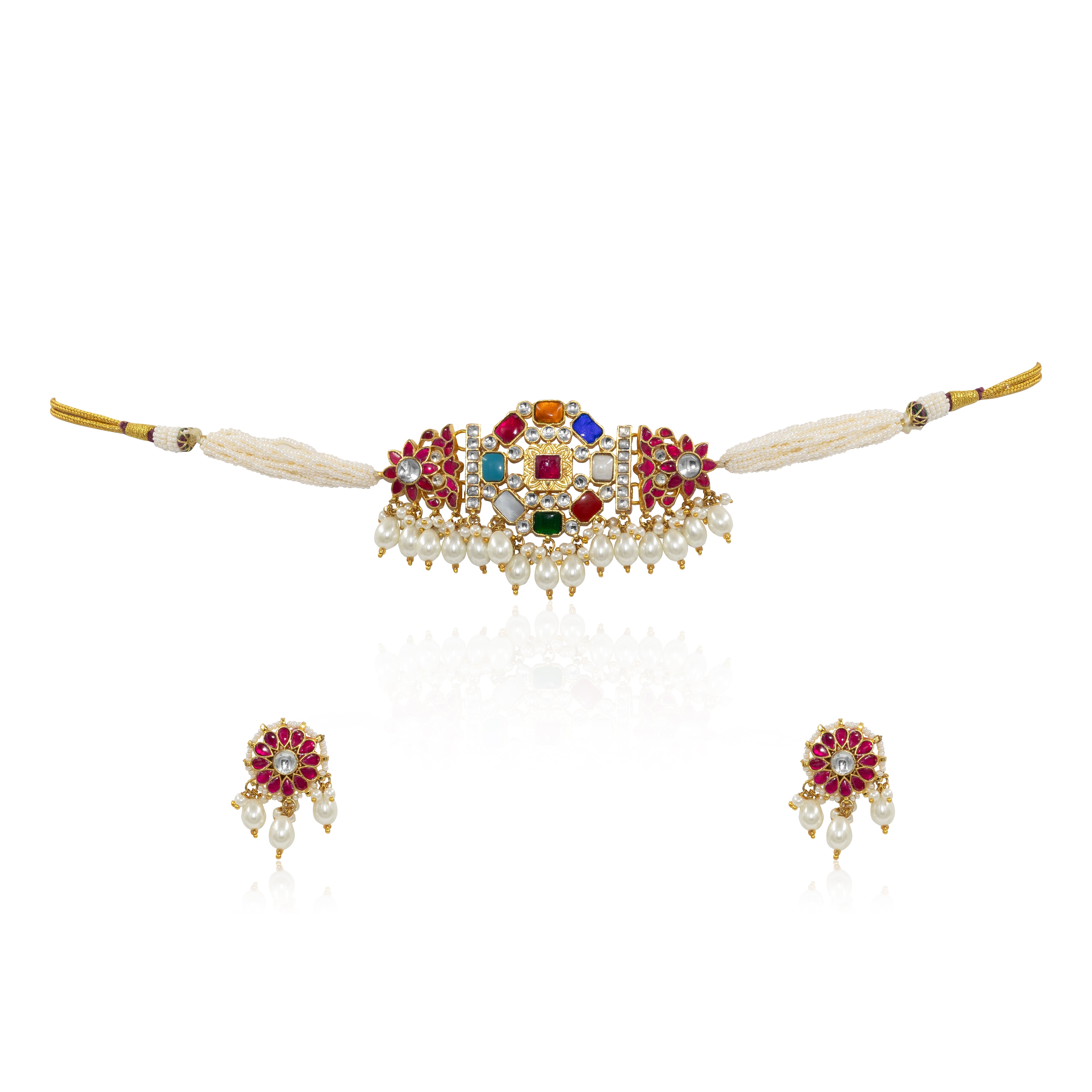 Pacchi Jadau Multi-Color Kundan Statement Necklace Set
