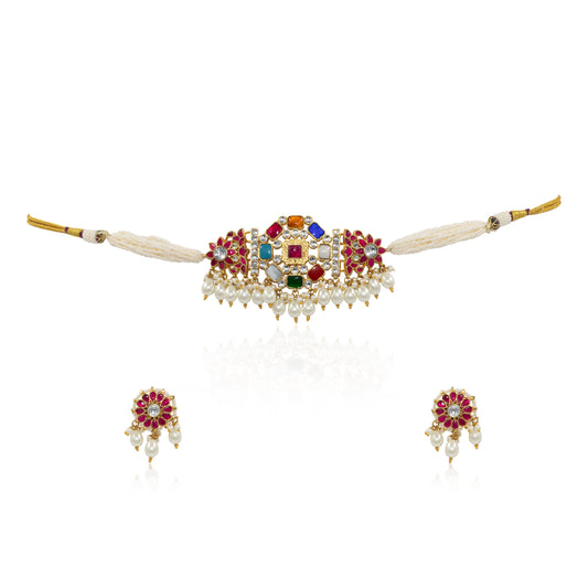 Pacchi Jadau Multi-Color Kundan Statement Necklace Set