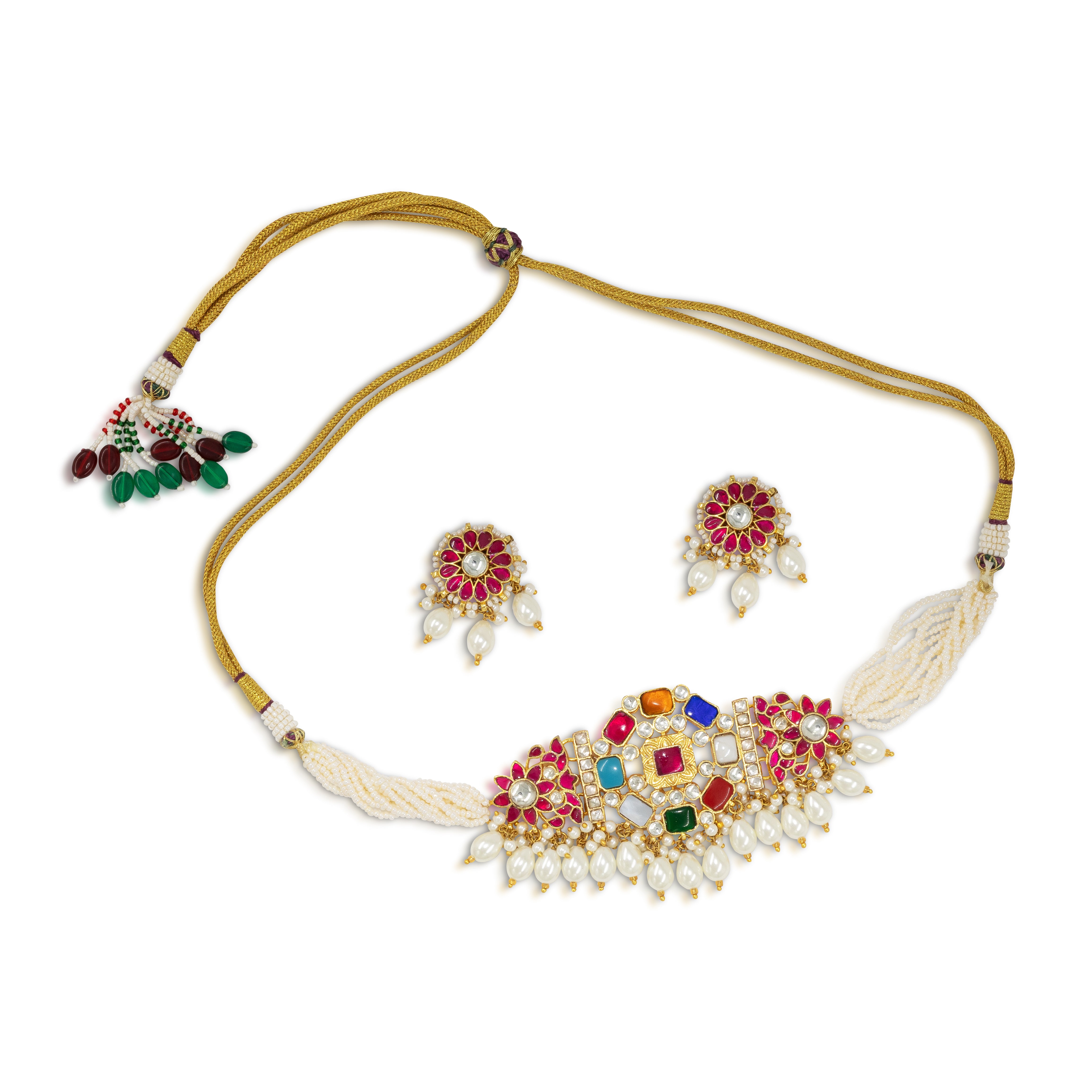 Pacchi Jadau Multi-Color Kundan Statement Necklace Set