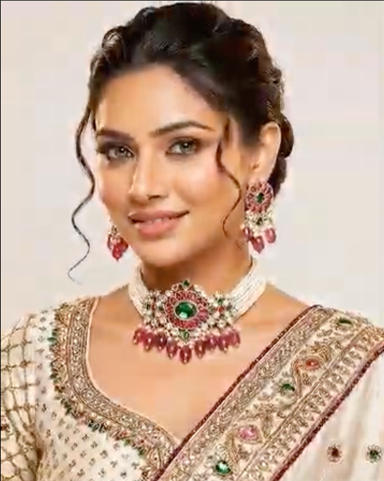 Pacchi Jadau Green Pink Kundan Pearl Necklace Set
